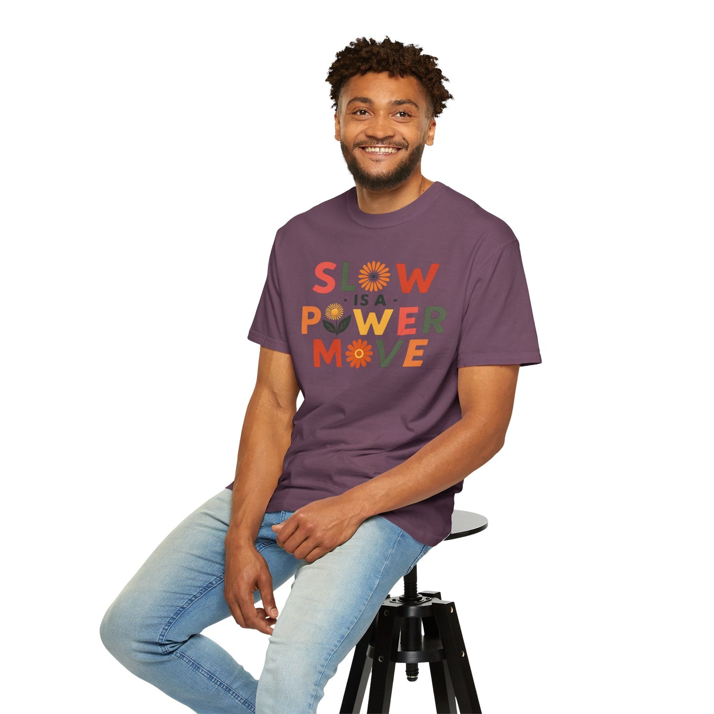 Slow is a Power Move Taurus T-Shirt | Relaxed Fit Garment-Dyed Tee | Eco-Friendly Zodiac Shirt | Astrology Gift for Earth Signs | Mindful Taurus Apparel