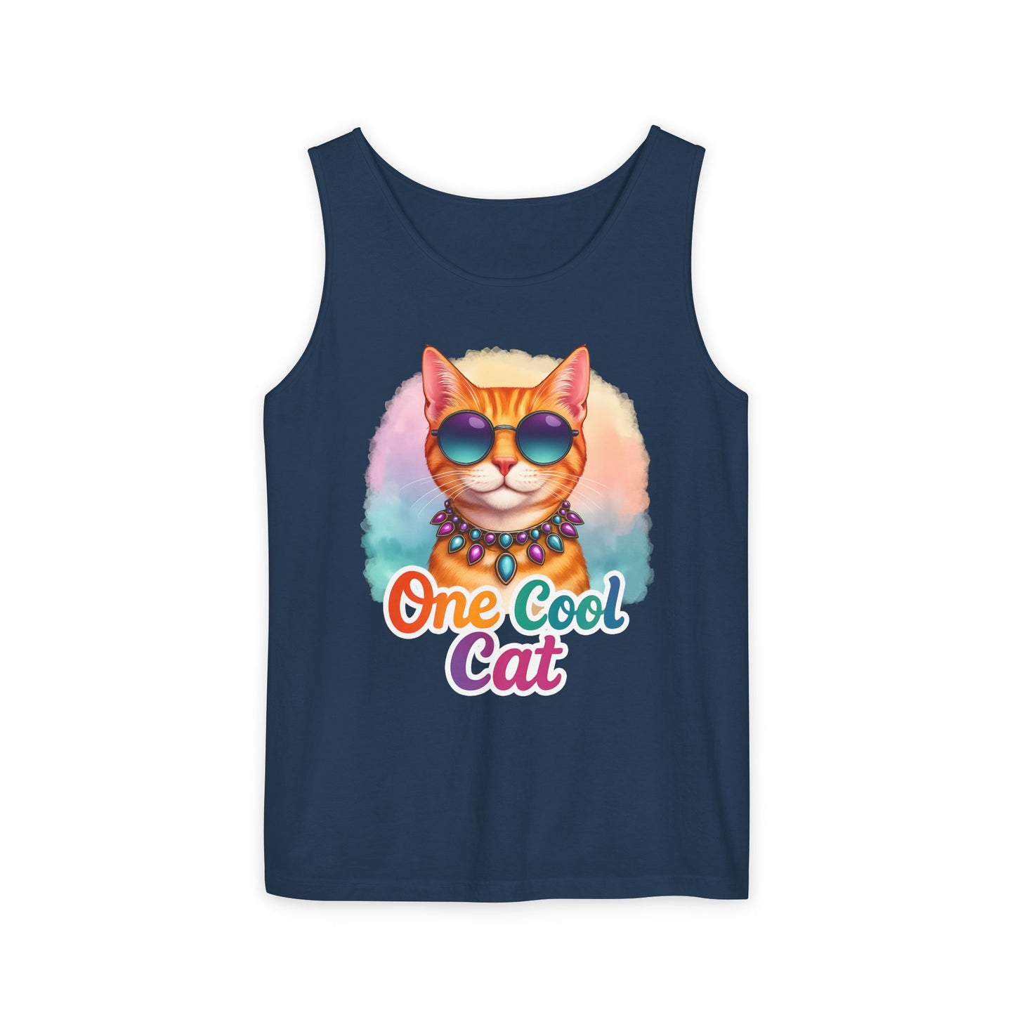 One Cool Cat – Colorful Retro Sassy Cat Tank (Unisex)