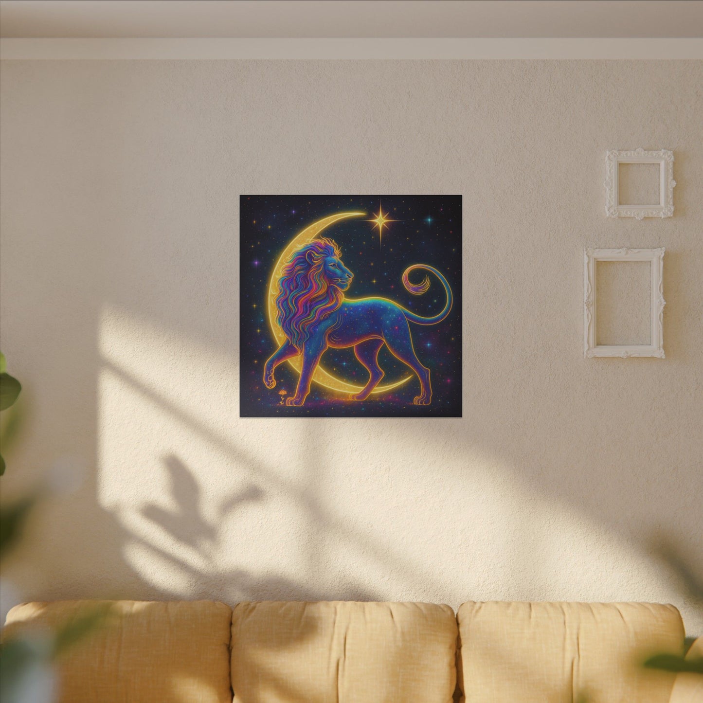 Radiant Rainbow Lion – Celestial Wall Art (Leo Inspired)