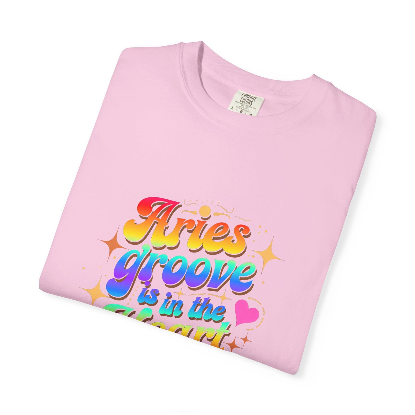 Aries Groove Is in the Heart – Rainbow Retro Zodiac Tee