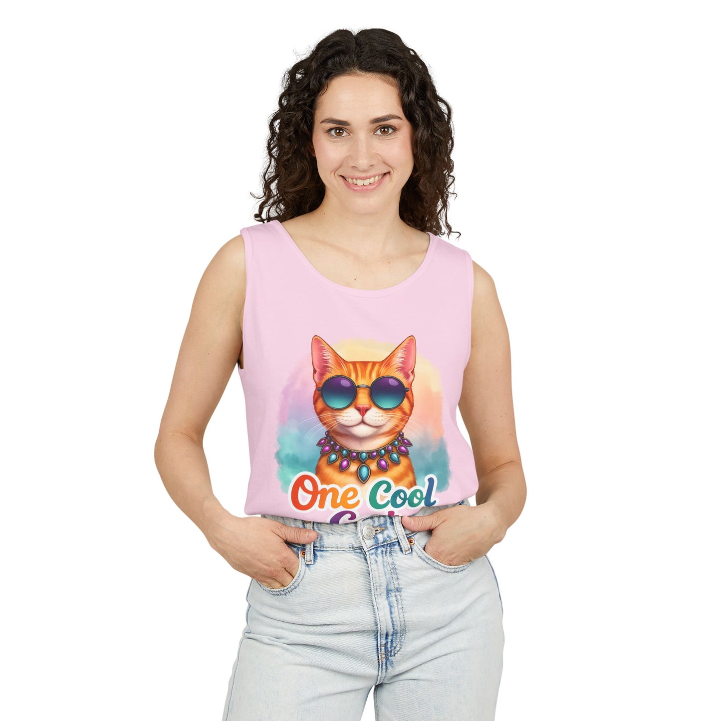 One Cool Cat – Colorful Retro Sassy Cat Tank (Unisex)