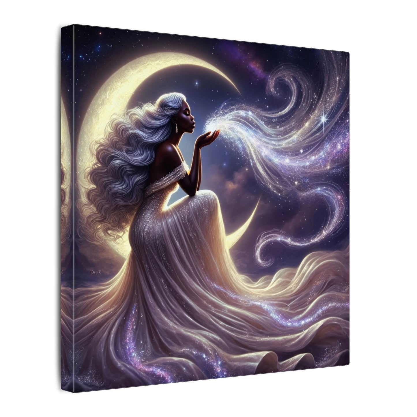 Stardust Wishes – Enchanted Moon Goddess Wall Art (Art Nouveau Inspired)