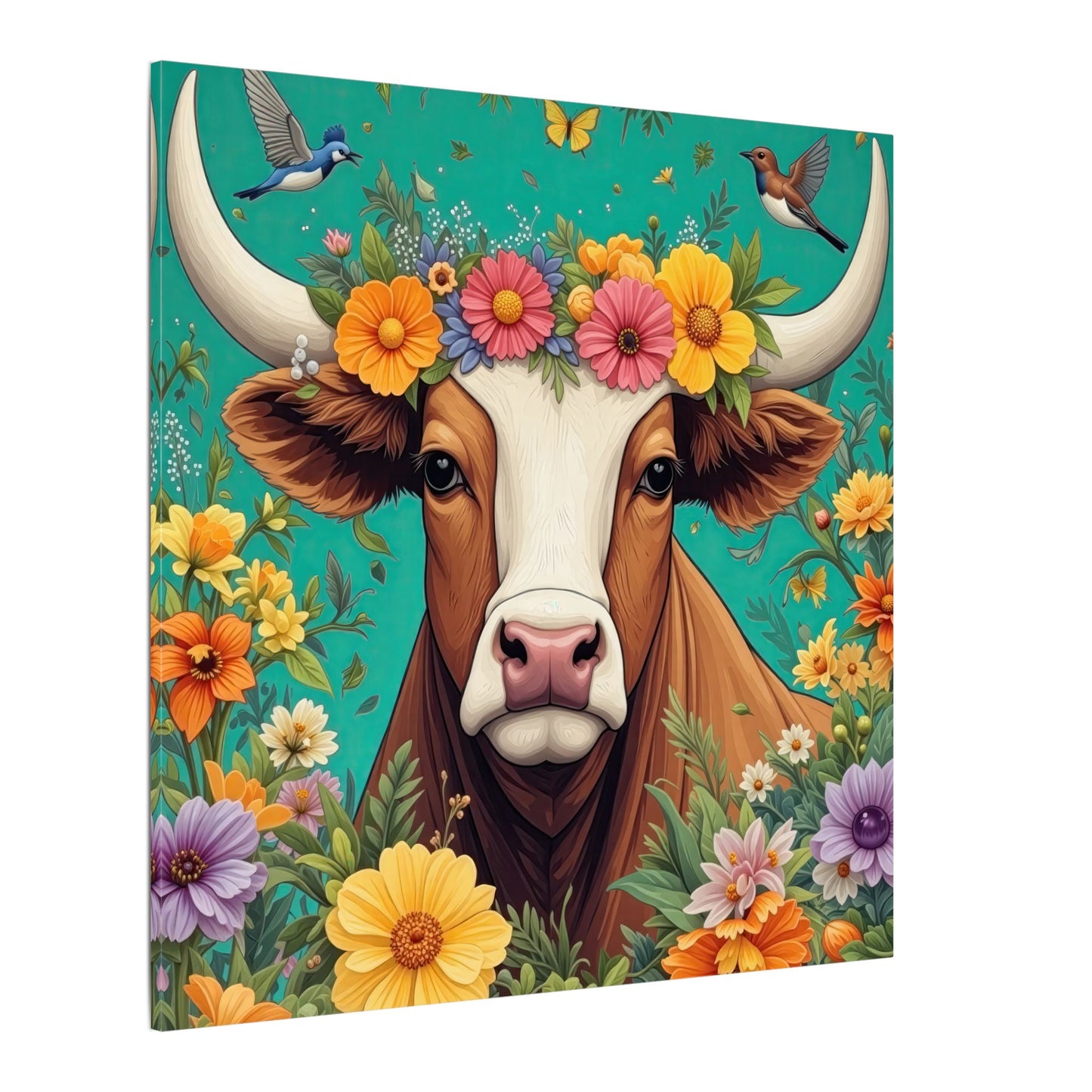 Bull in Bloom – Colorful Floral Taurus Wall Art