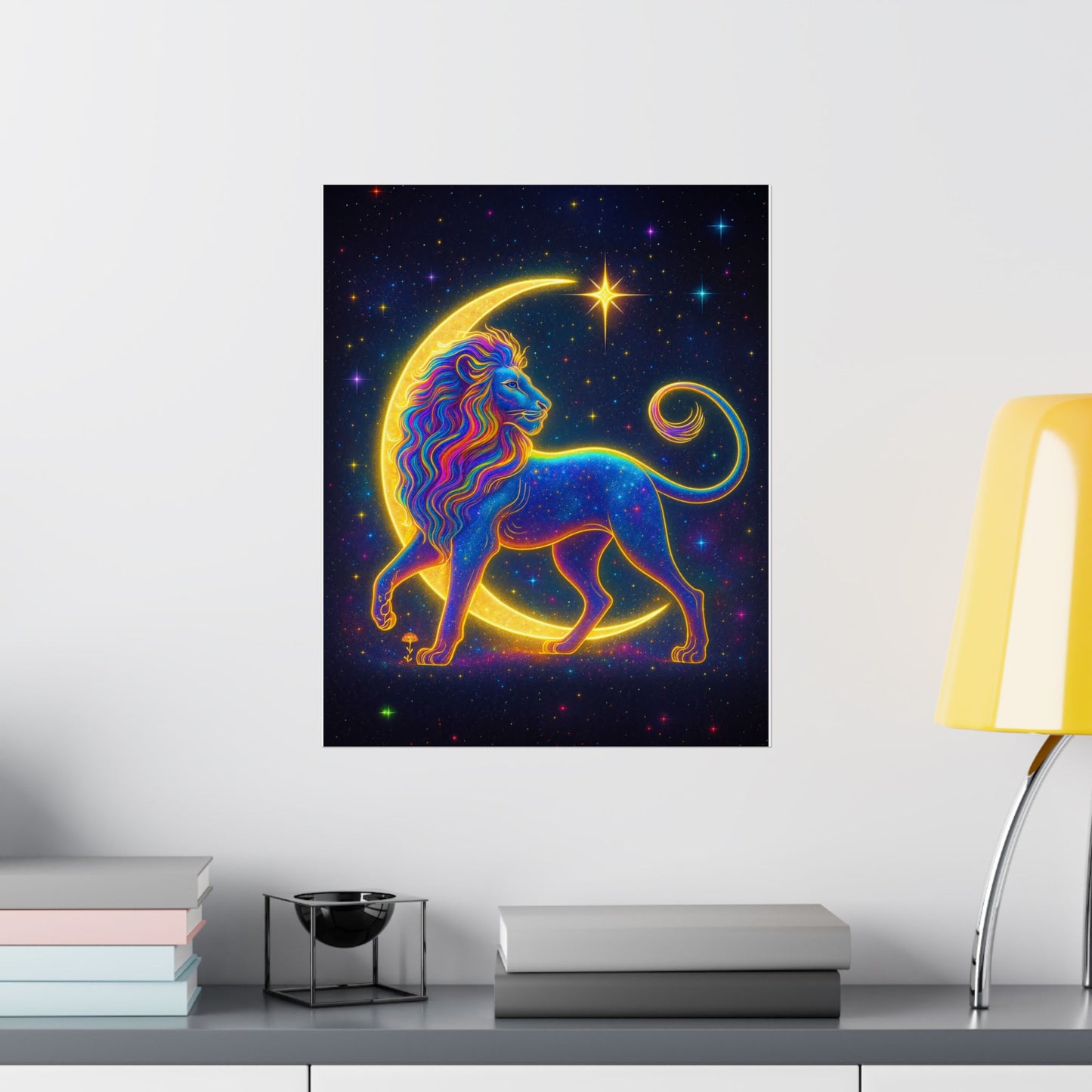 Luminous Lion – Crescent Moon Wall Art Print (Leo Zodiac Inspired)