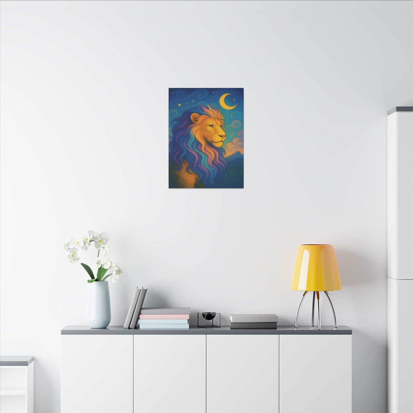 Moonlit Majesty – Luminous Lion Wall Art (Leo Inspired)