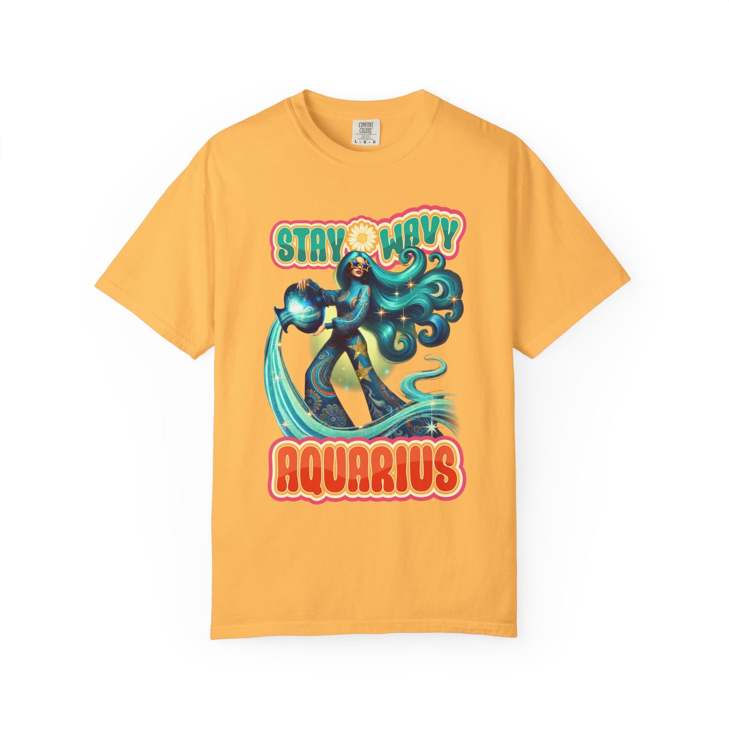 Stay Wavy Aquarius – Retro Water Bearer Zodiac Tee