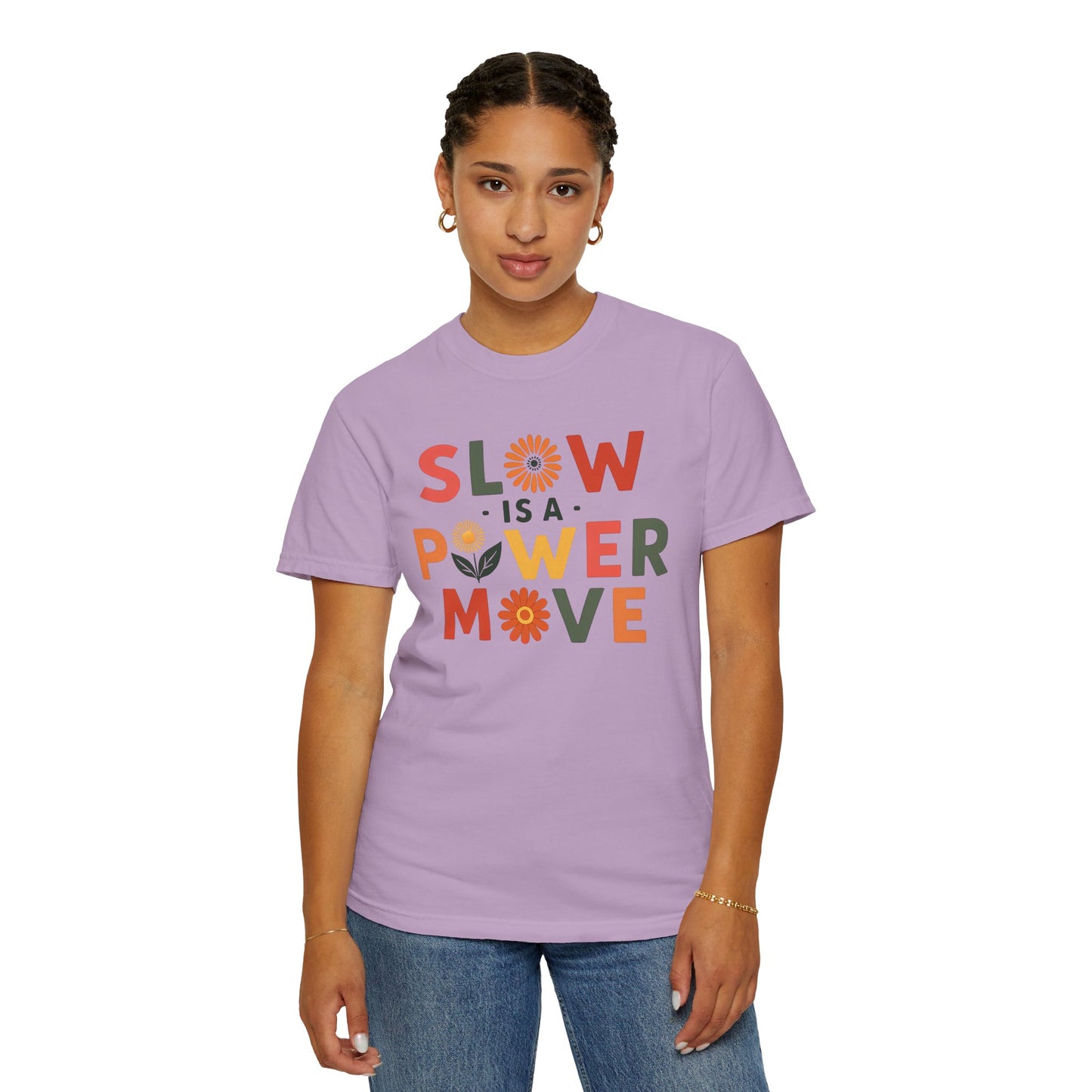 Slow is a Power Move Taurus T-Shirt | Relaxed Fit Garment-Dyed Tee | Eco-Friendly Zodiac Shirt | Astrology Gift for Earth Signs | Mindful Taurus Apparel