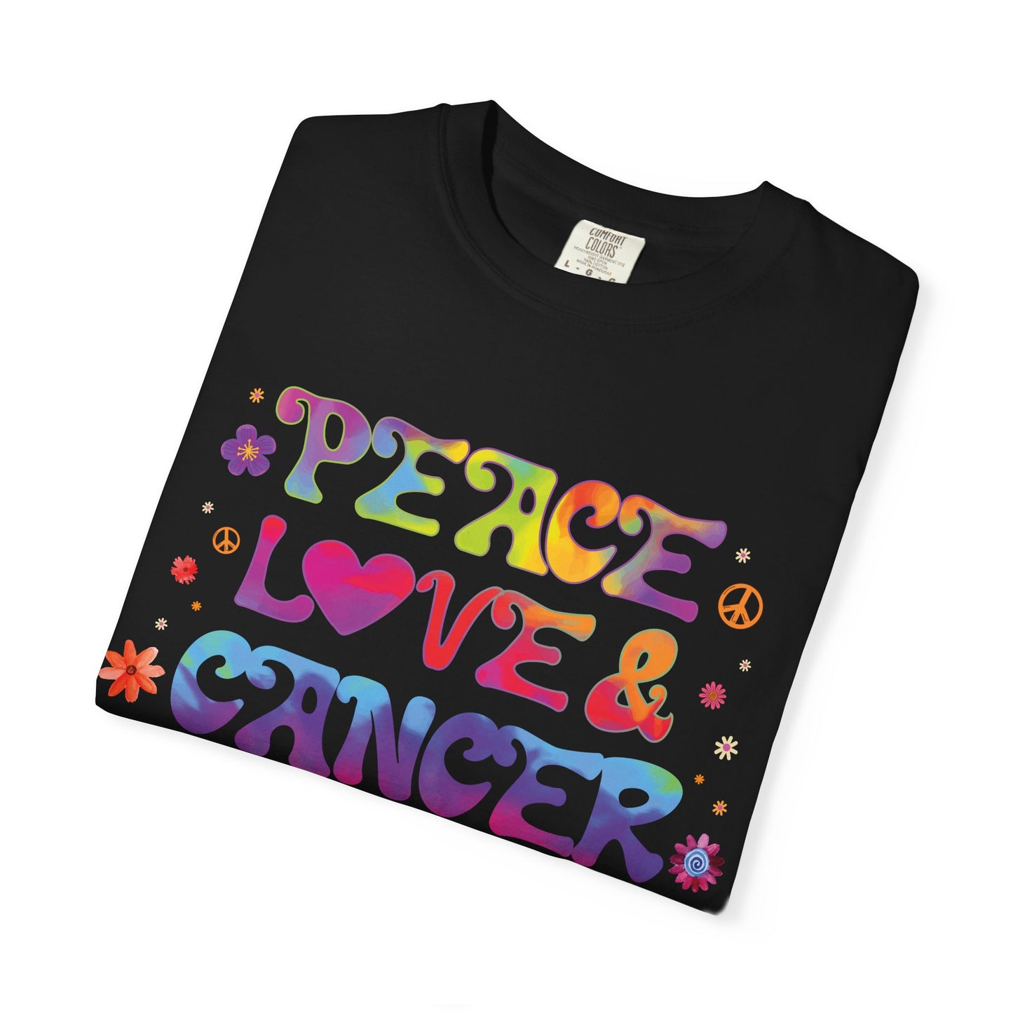 Peace Love & Cancer – Groovy Zodiac Retro Tee