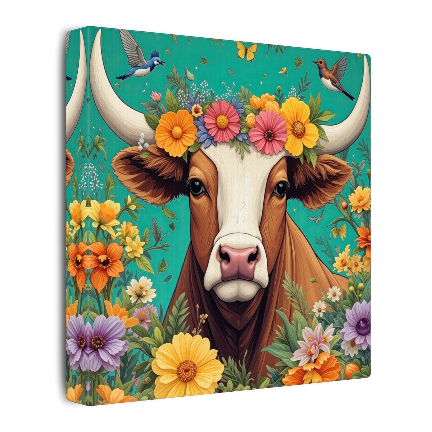 Bull in Bloom – Colorful Floral Taurus Wall Art