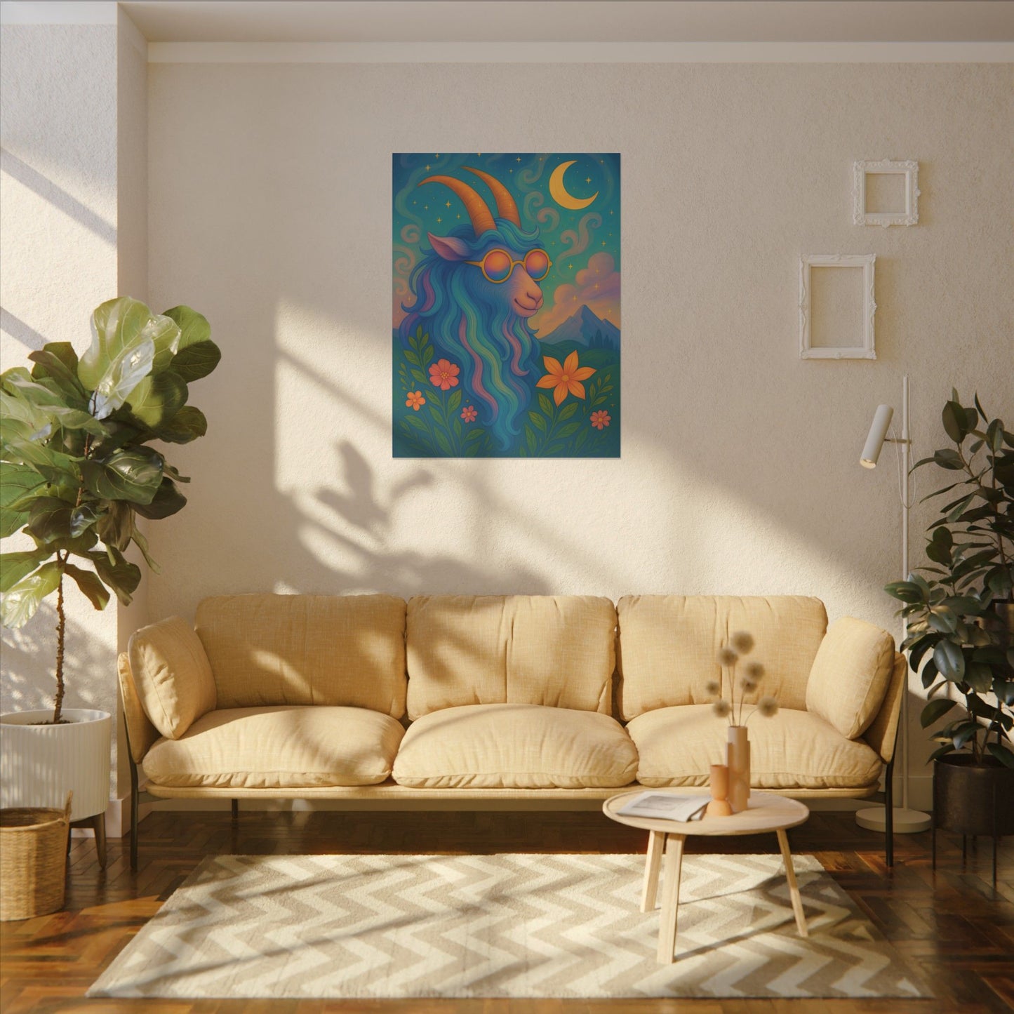 Capricorn Dreams – Radiant Retro Goat Wall Art