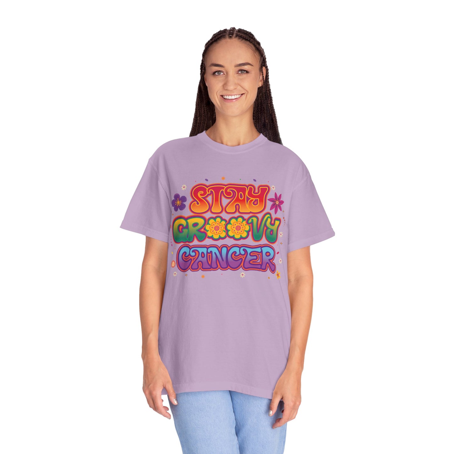 Stay Groovy Cancer Tee – Retro Colorful Zodiac Shirt