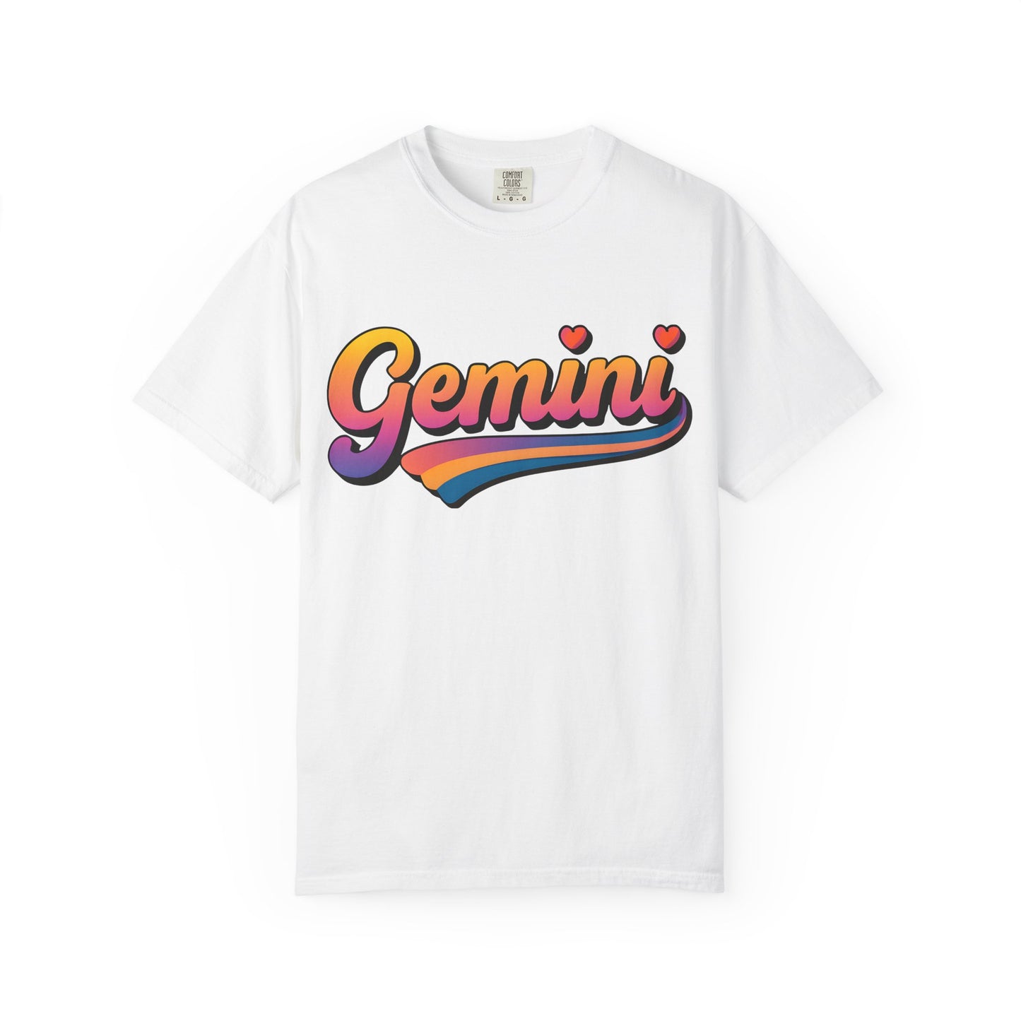 Gemini Retro Rainbow Heart Astrology Tee