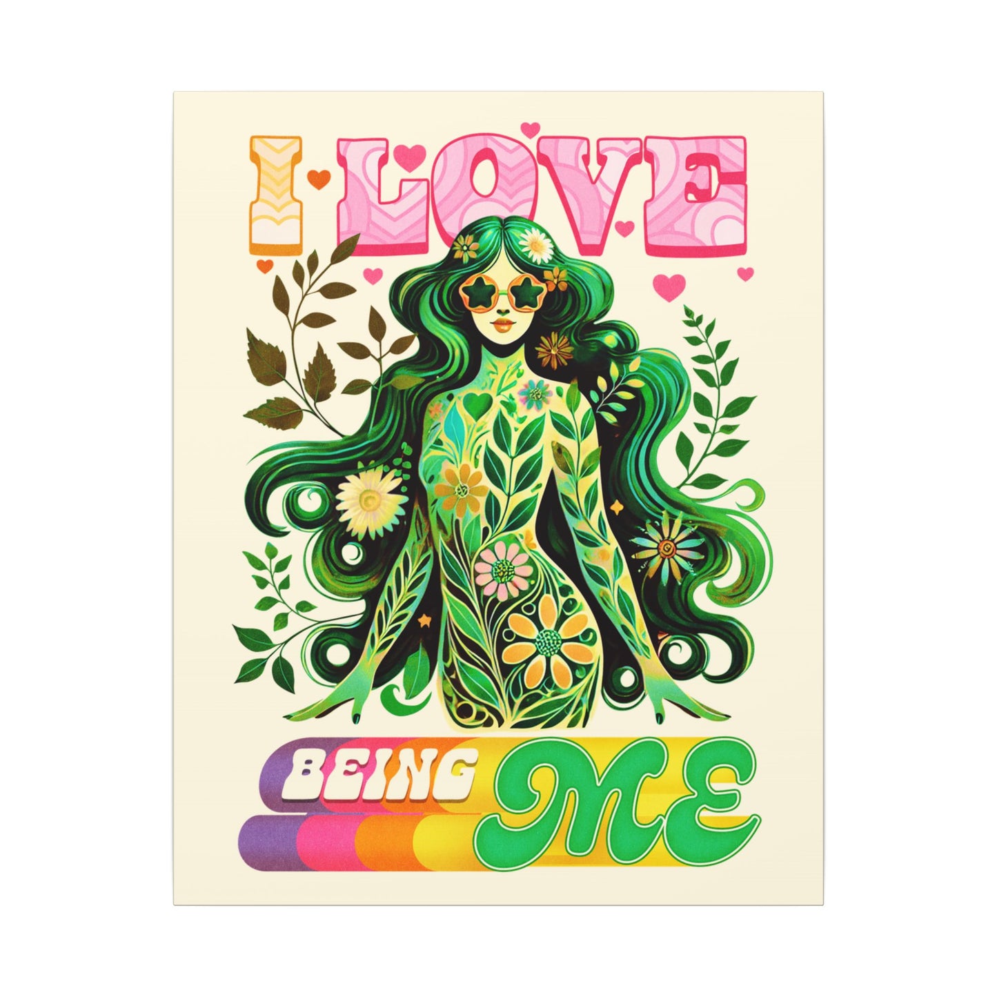 Mystical Retro Goddess Canvas Wall Art – Psychedelic Self-Love Botanical Design