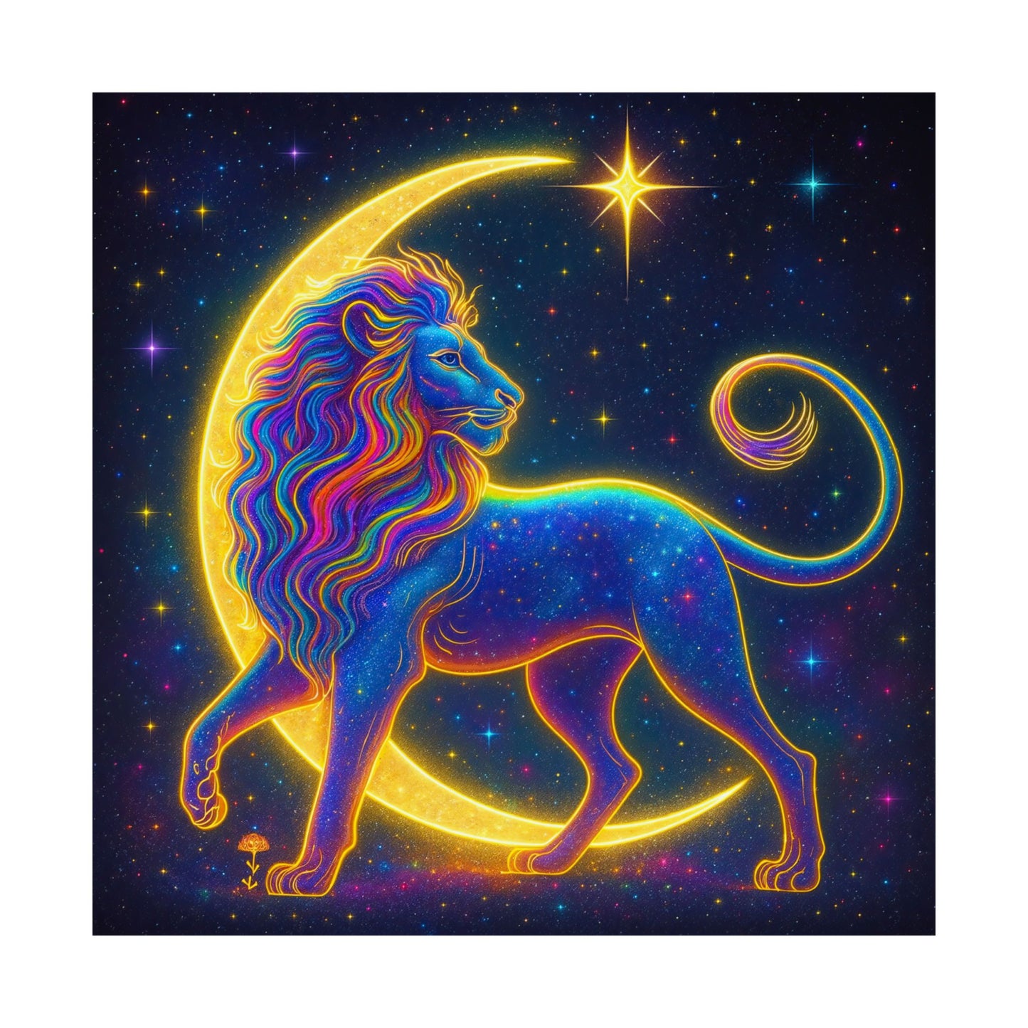 Luminous Lion – Crescent Moon Wall Art Print (Leo Zodiac Inspired)