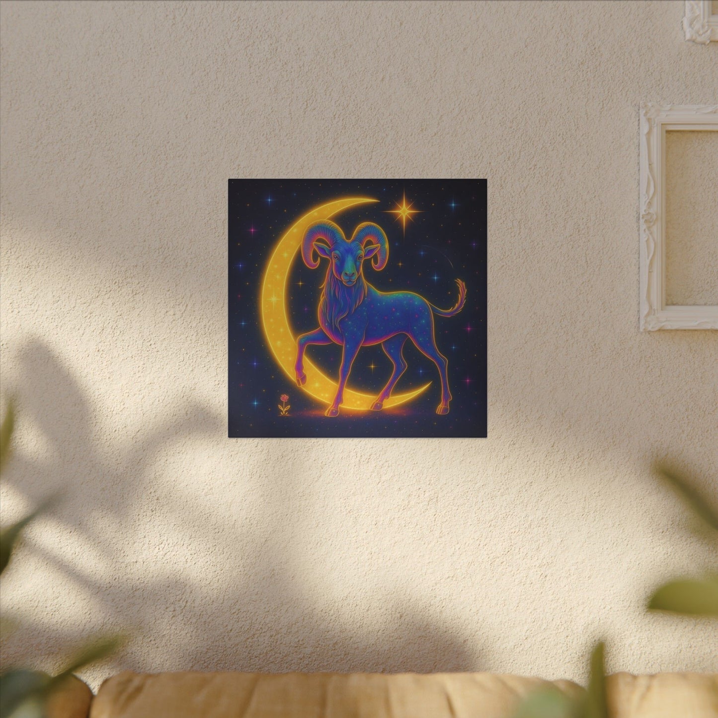 Electric Aries – Radiant Ram of the Moon (Wall Art)