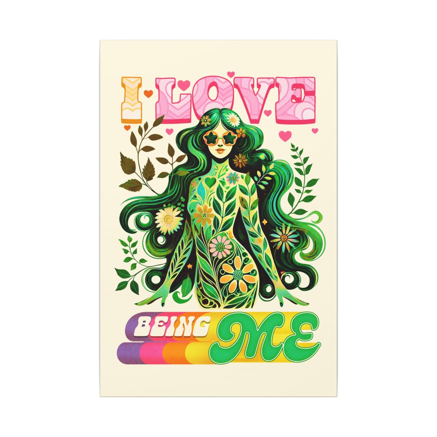 Mystical Retro Goddess Canvas Wall Art – Psychedelic Self-Love Botanical Design
