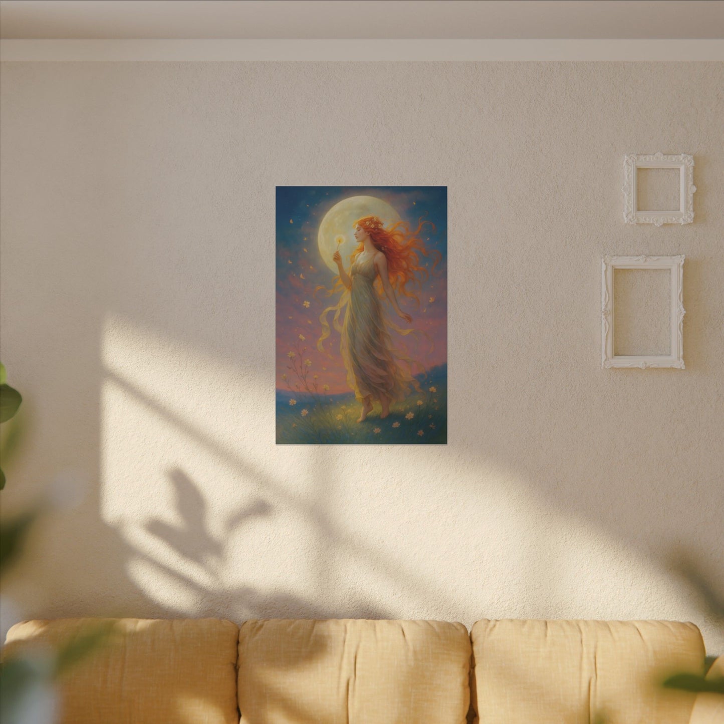 Moonlight Wishes – Luminous Goddess Wall Art (Art Nouveau Inspired)