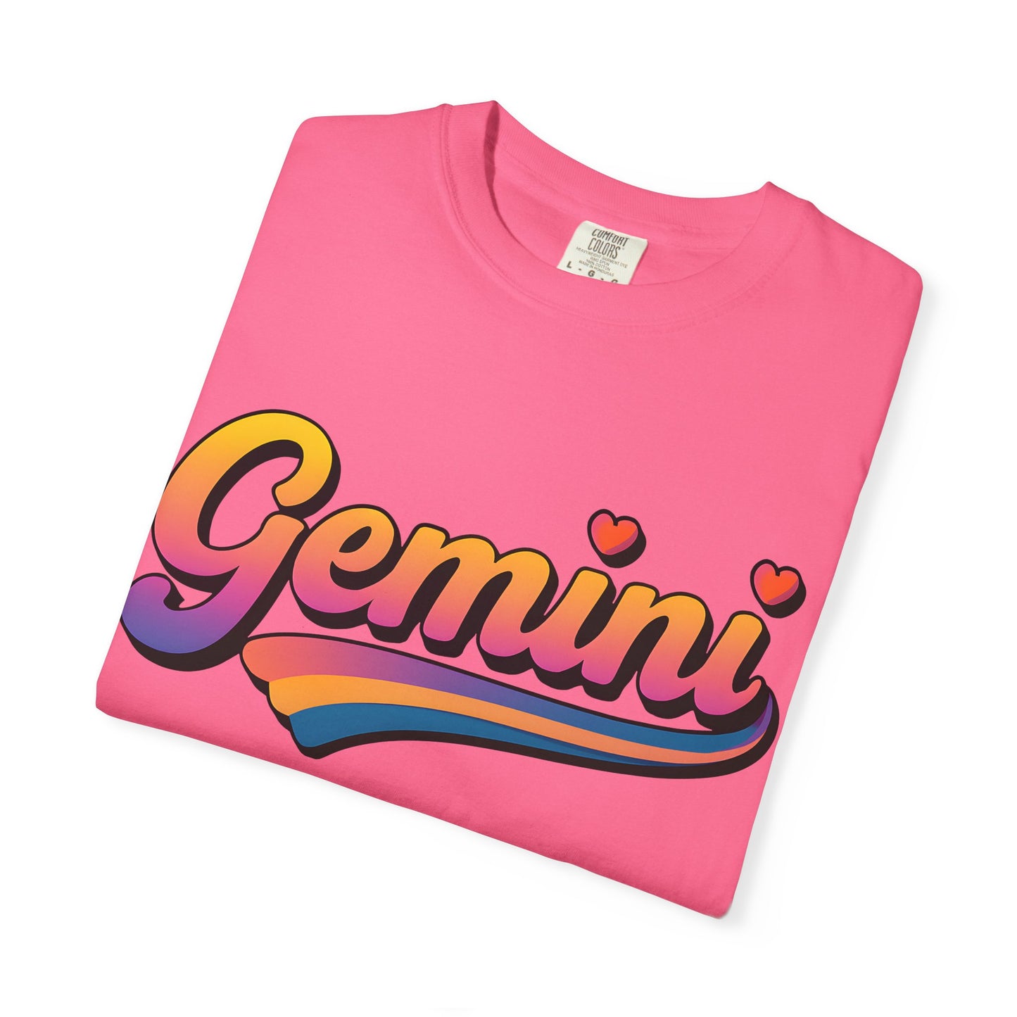 Gemini Retro Rainbow Heart Astrology Tee