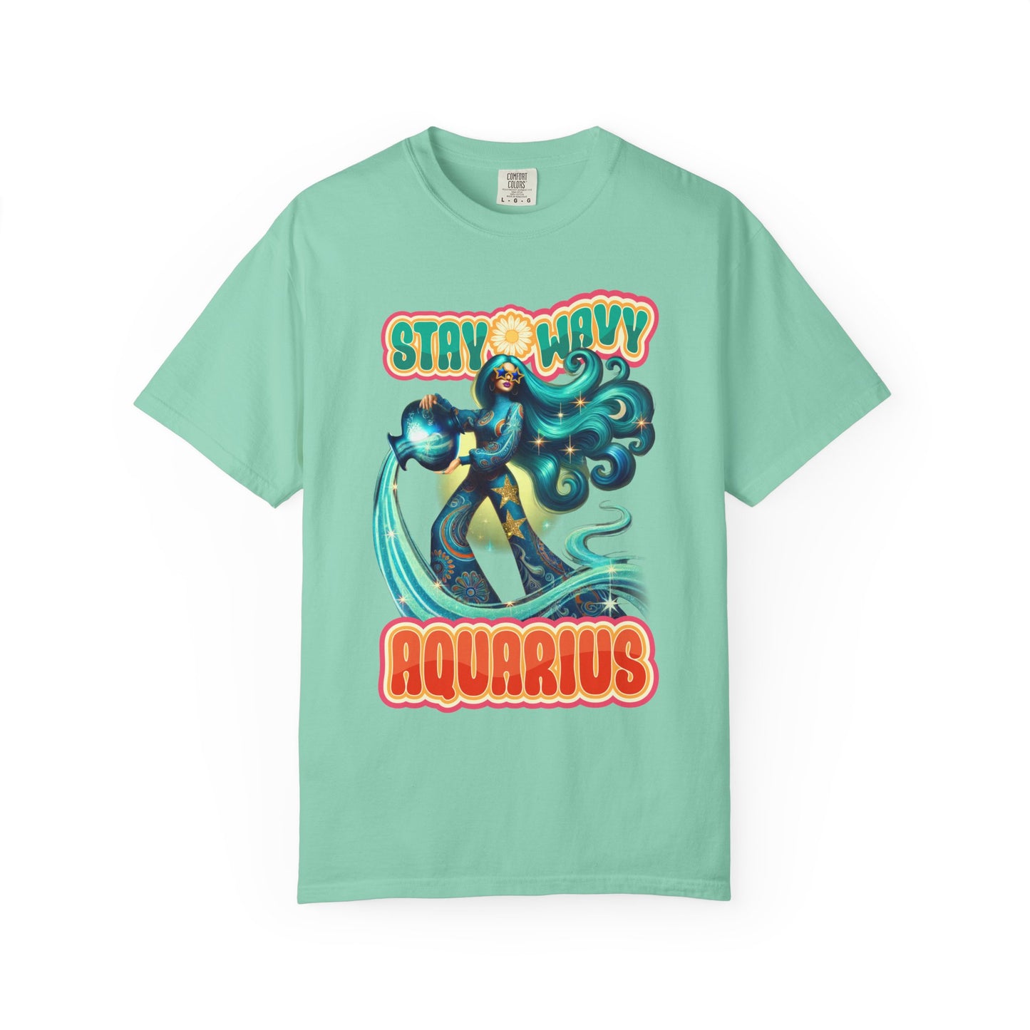 Stay Wavy Aquarius – Retro Water Bearer Zodiac Tee