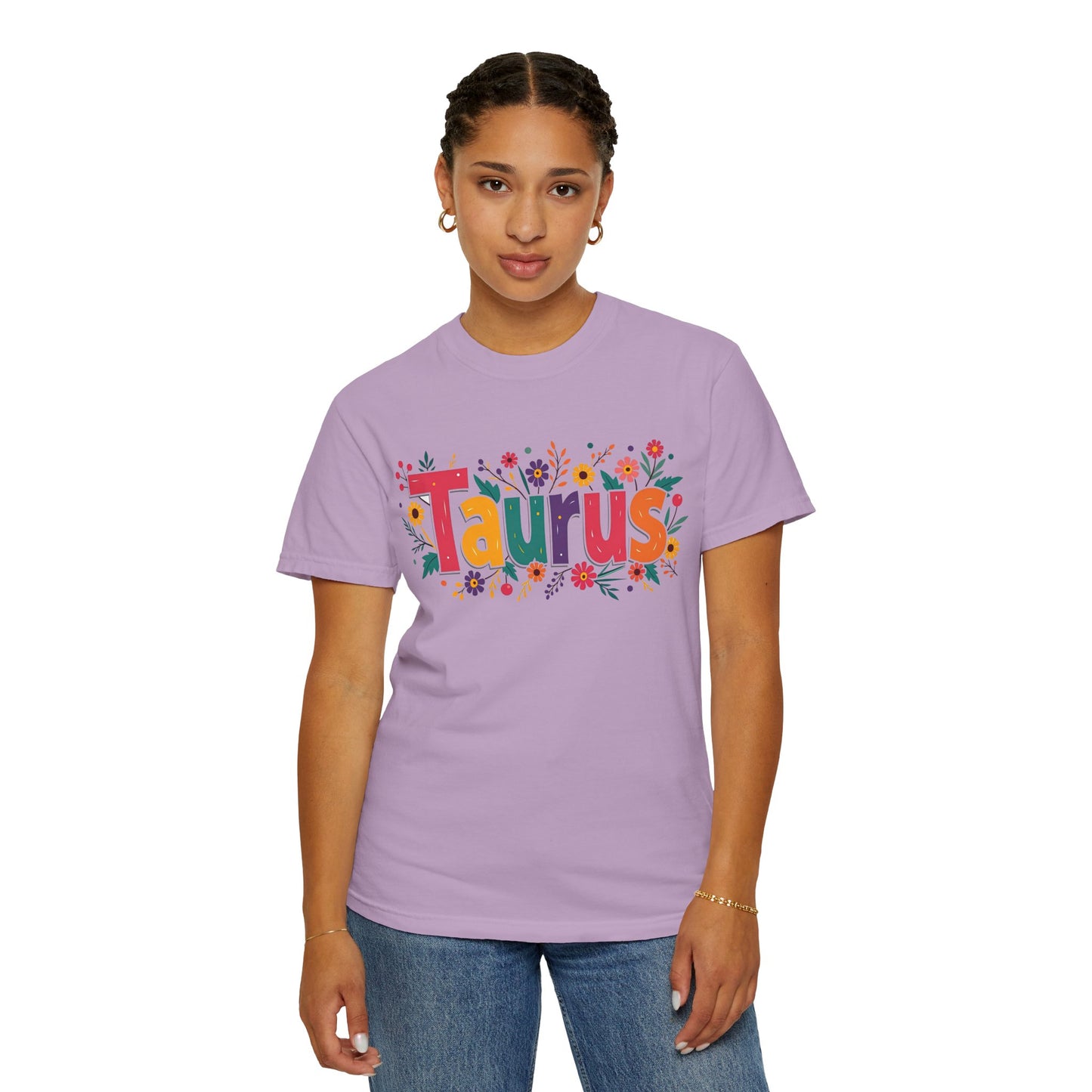 Taurus in Bloom – Colorful Floral Aesthetic Tee