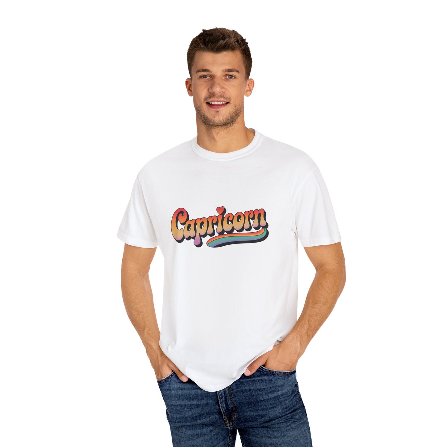 Capricorn – Retro Rainbow Groovy Zodiac Tee