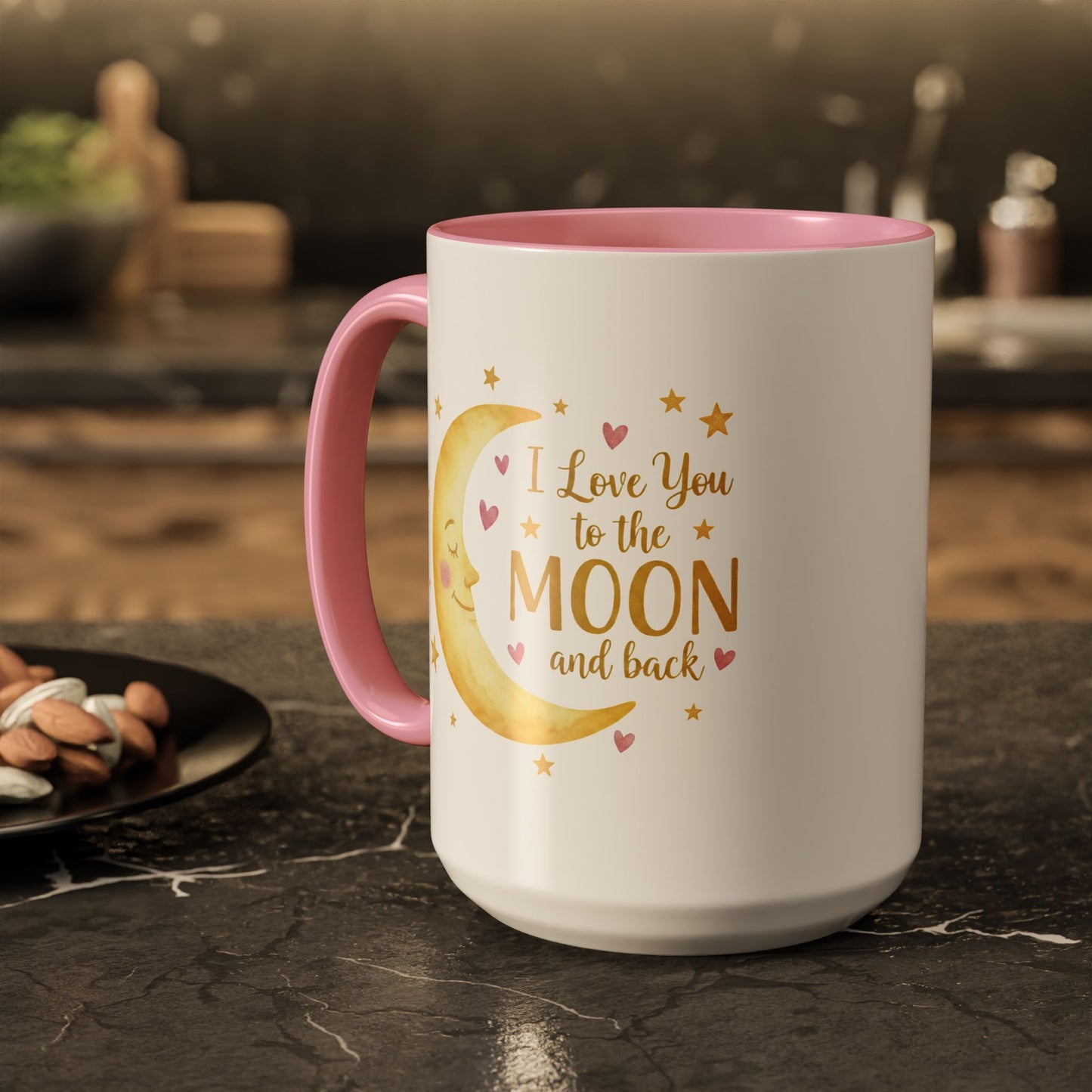 I Love You to the Moon and Back – Adorable Pink Accent Mug (11oz & 15oz)