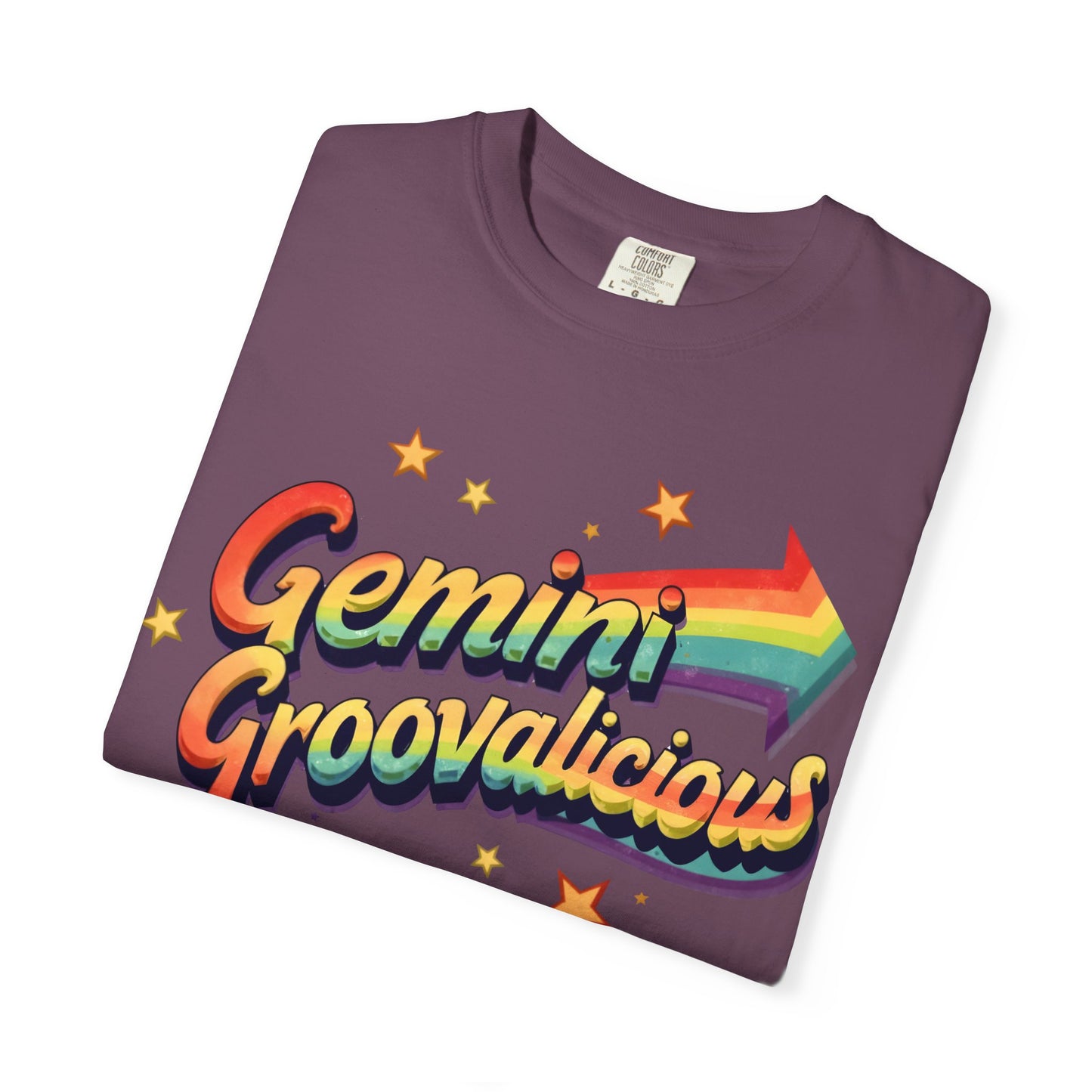 Gemini Groovalicious - Retro Rainbow Arrow Zodiac Tee