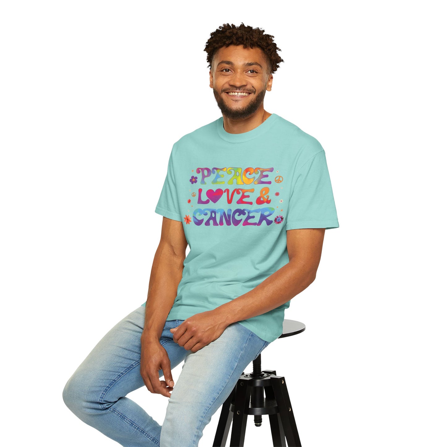 Peace Love & Cancer – Groovy Zodiac Retro Tee