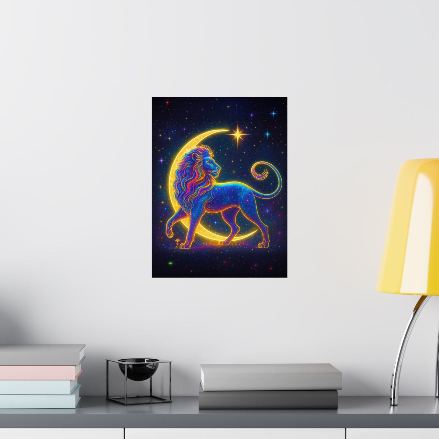 Luminous Lion – Crescent Moon Wall Art Print (Leo Zodiac Inspired)