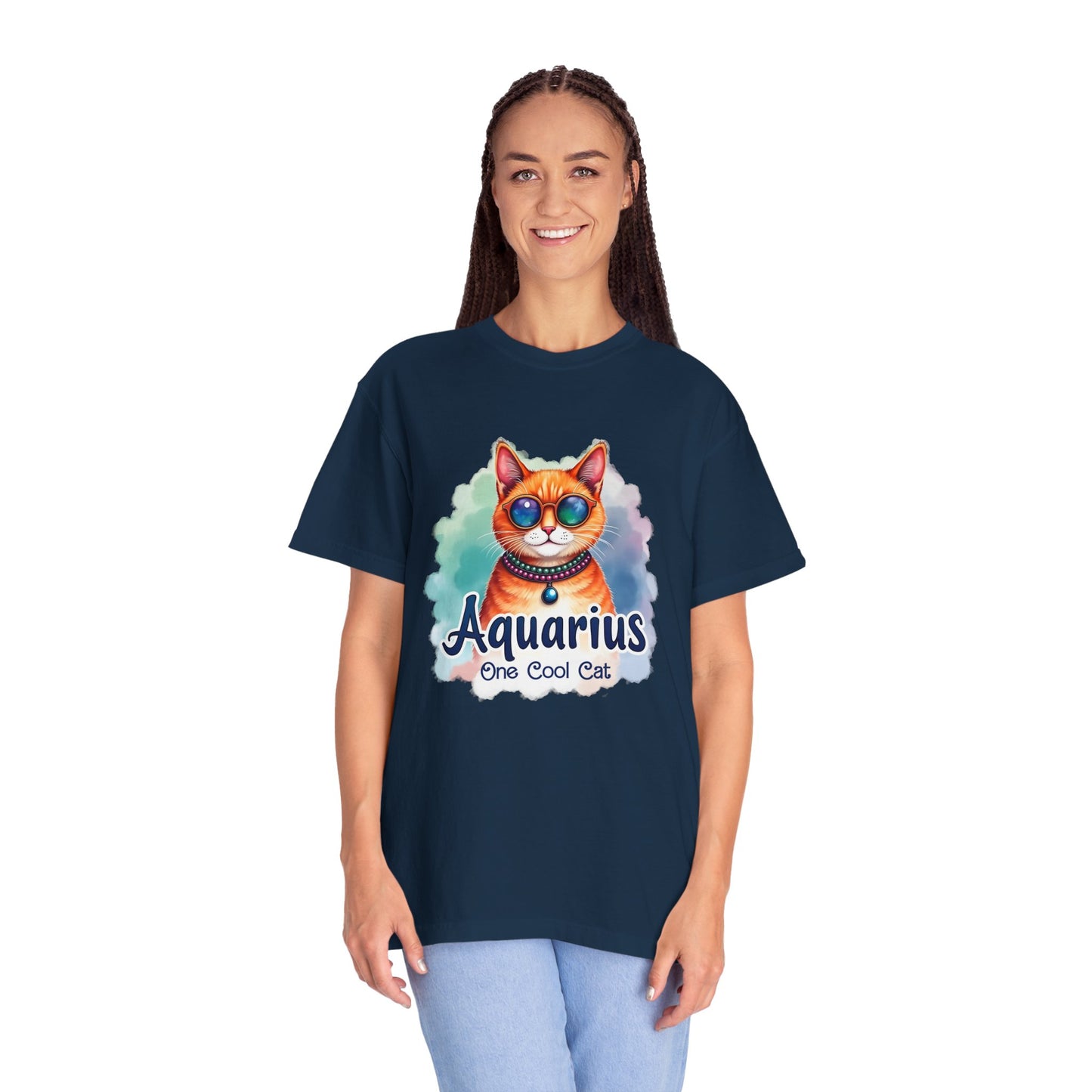 Aquarius One Cool Cat – Colorful Zodiac Shirt