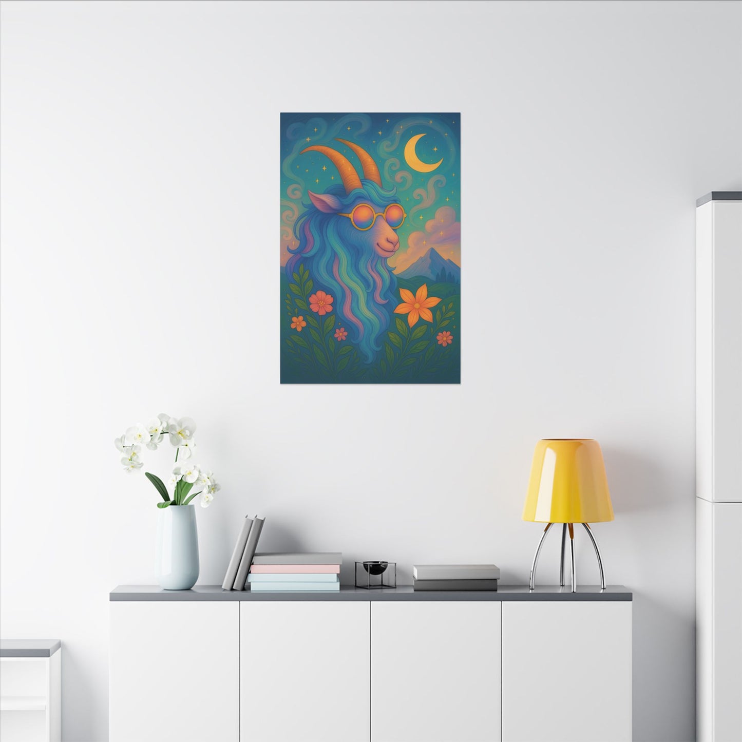 Capricorn Dreams – Radiant Retro Goat Wall Art