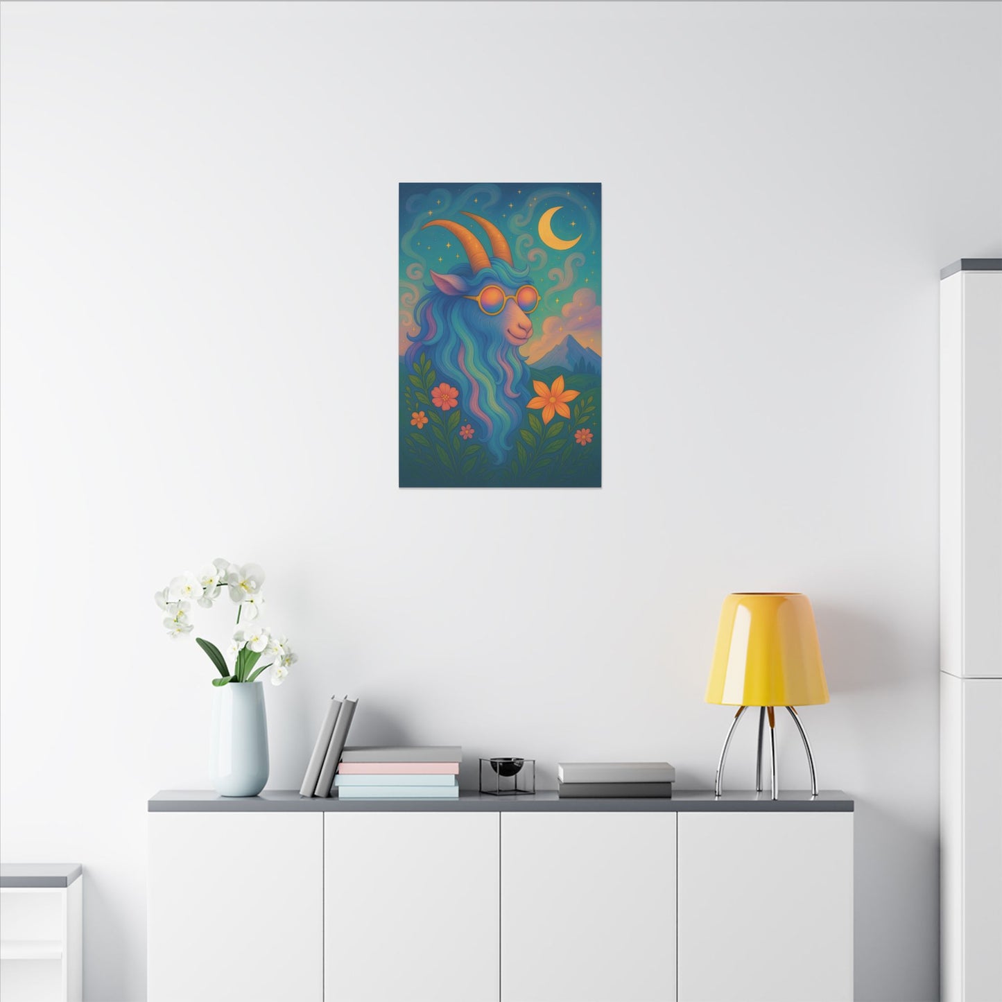 Capricorn Dreams – Radiant Retro Goat Wall Art