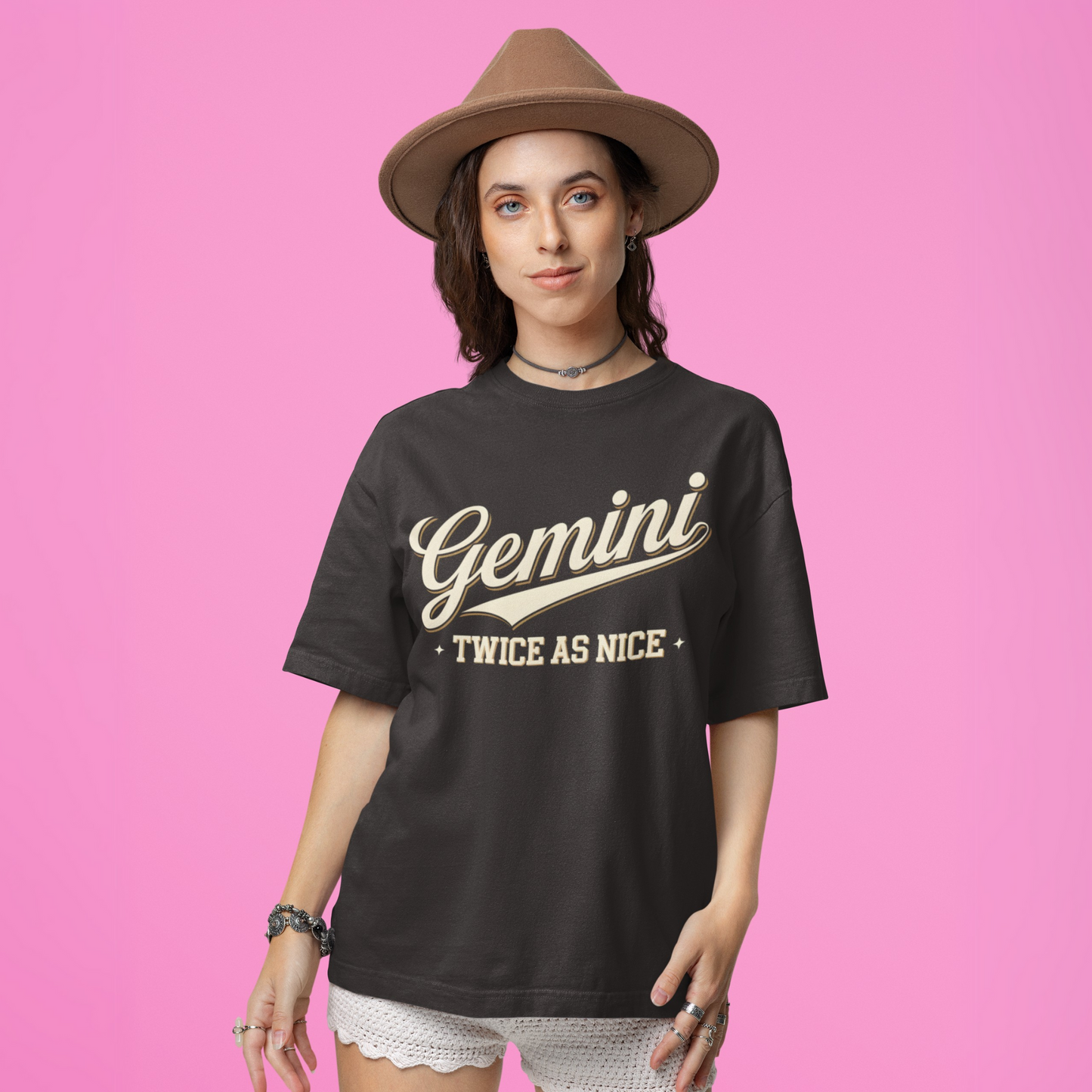 Gemini “Twice As Nice” Zodiac- Retro Astrology Tee - Unisex Graphic Shirt
