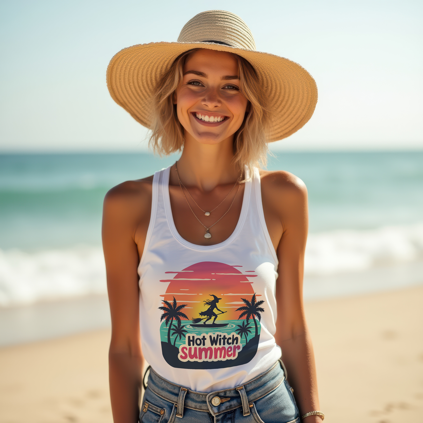 Hot Witch Summer Women's Racerback Tank - Witchy Beachwear