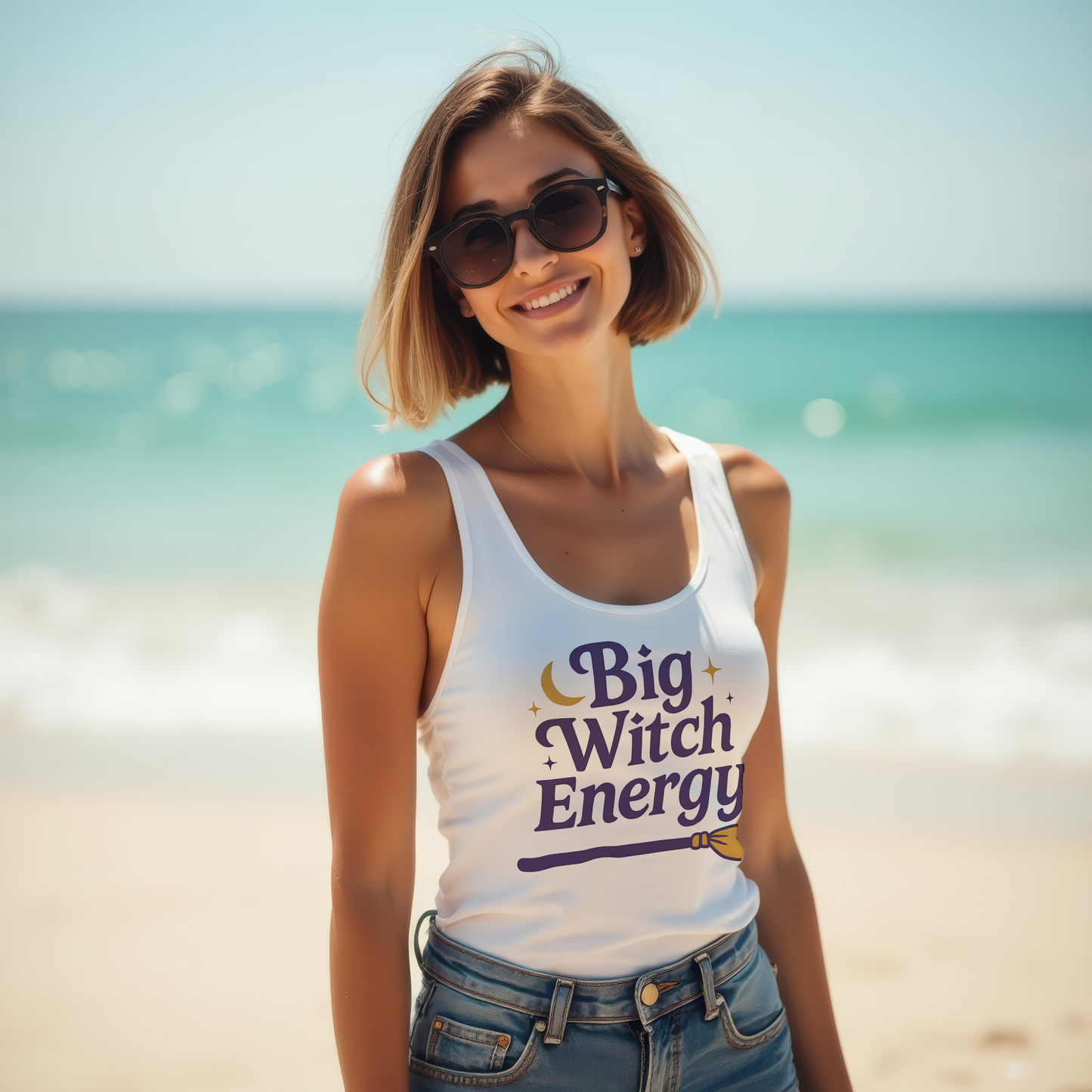 Big Witch Energy - Funny Broomstick Racerback Tank (Women's)