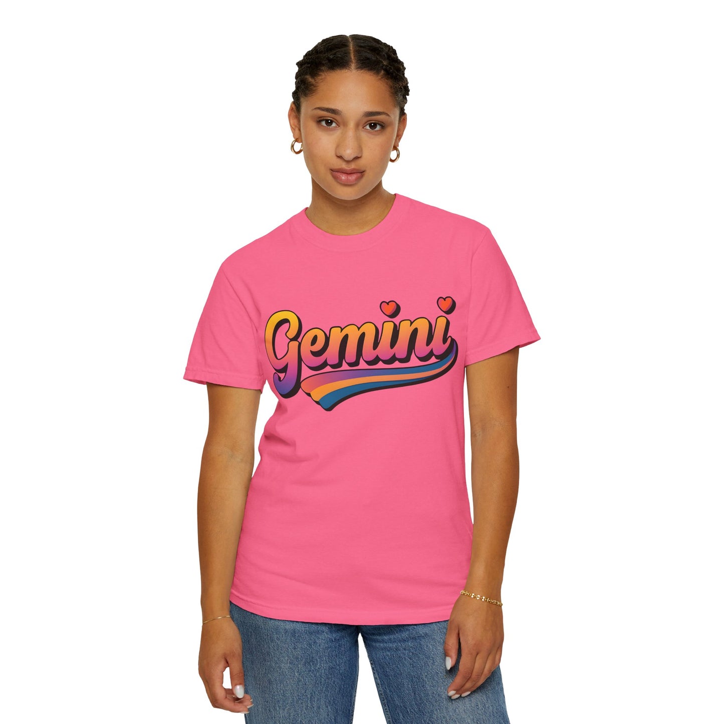 Gemini Retro Rainbow Heart Astrology Tee