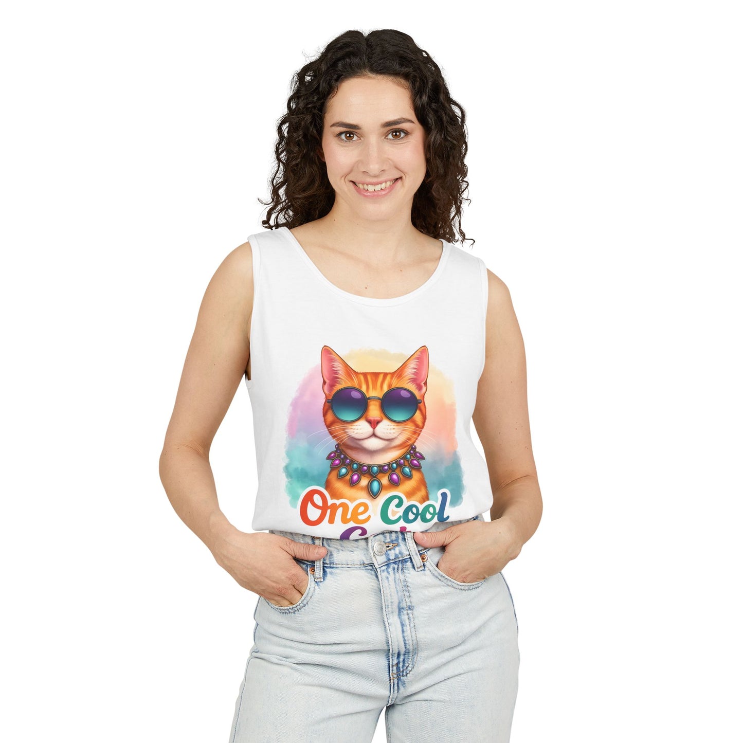 One Cool Cat – Colorful Retro Sassy Cat Tank (Unisex)