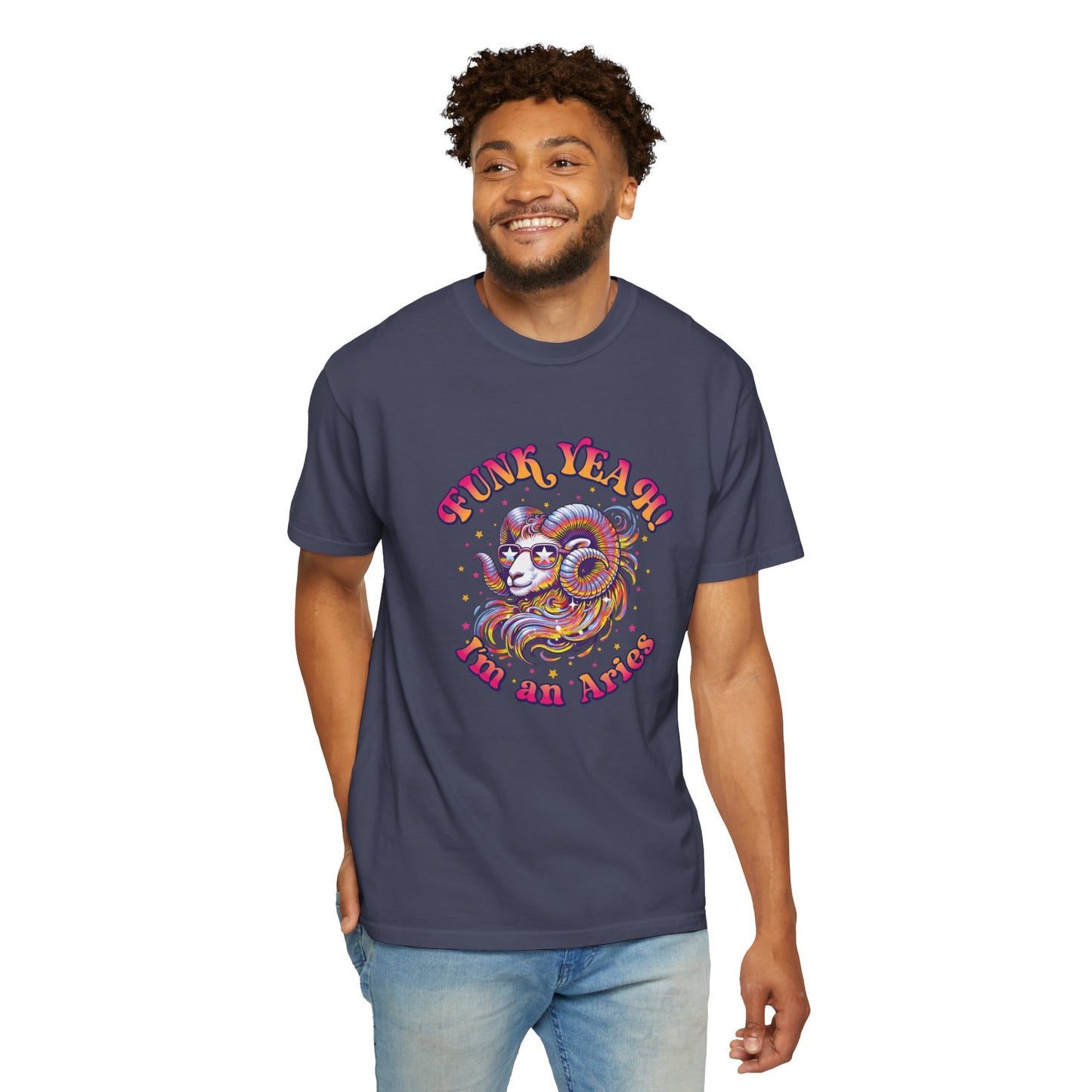 FUNK YEAH!! I’m an Aries Tee – Retro Multicolor Zodiac Shirt, Groovy Fun Style