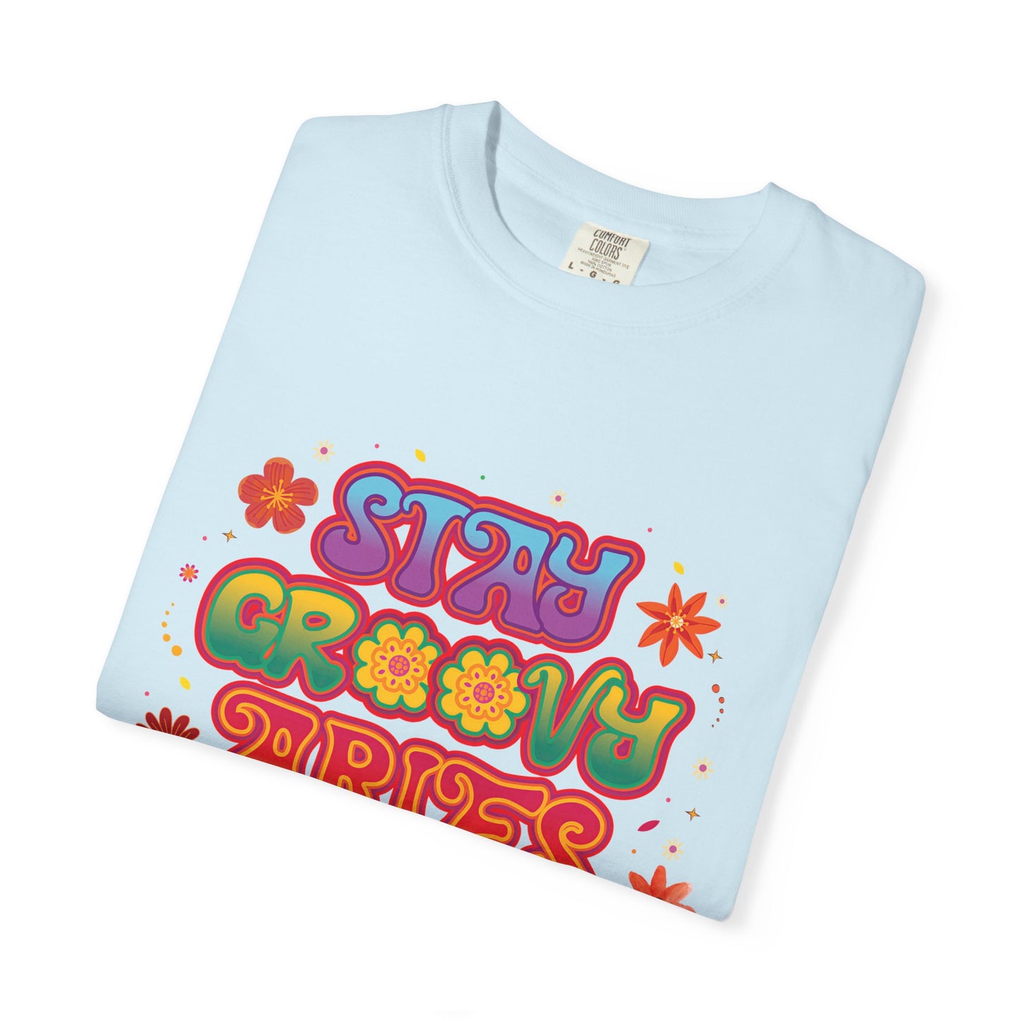 Stay Groovy Aries Tee – Colorful Retro Zodiac Shirt, 70s Flower Power Style