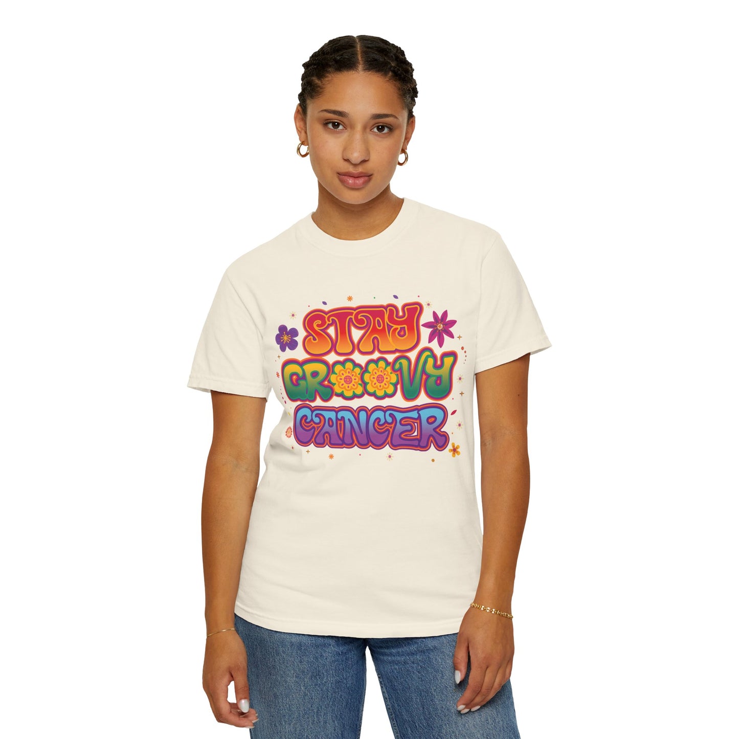 Stay Groovy Cancer Tee – Retro Colorful Zodiac Shirt