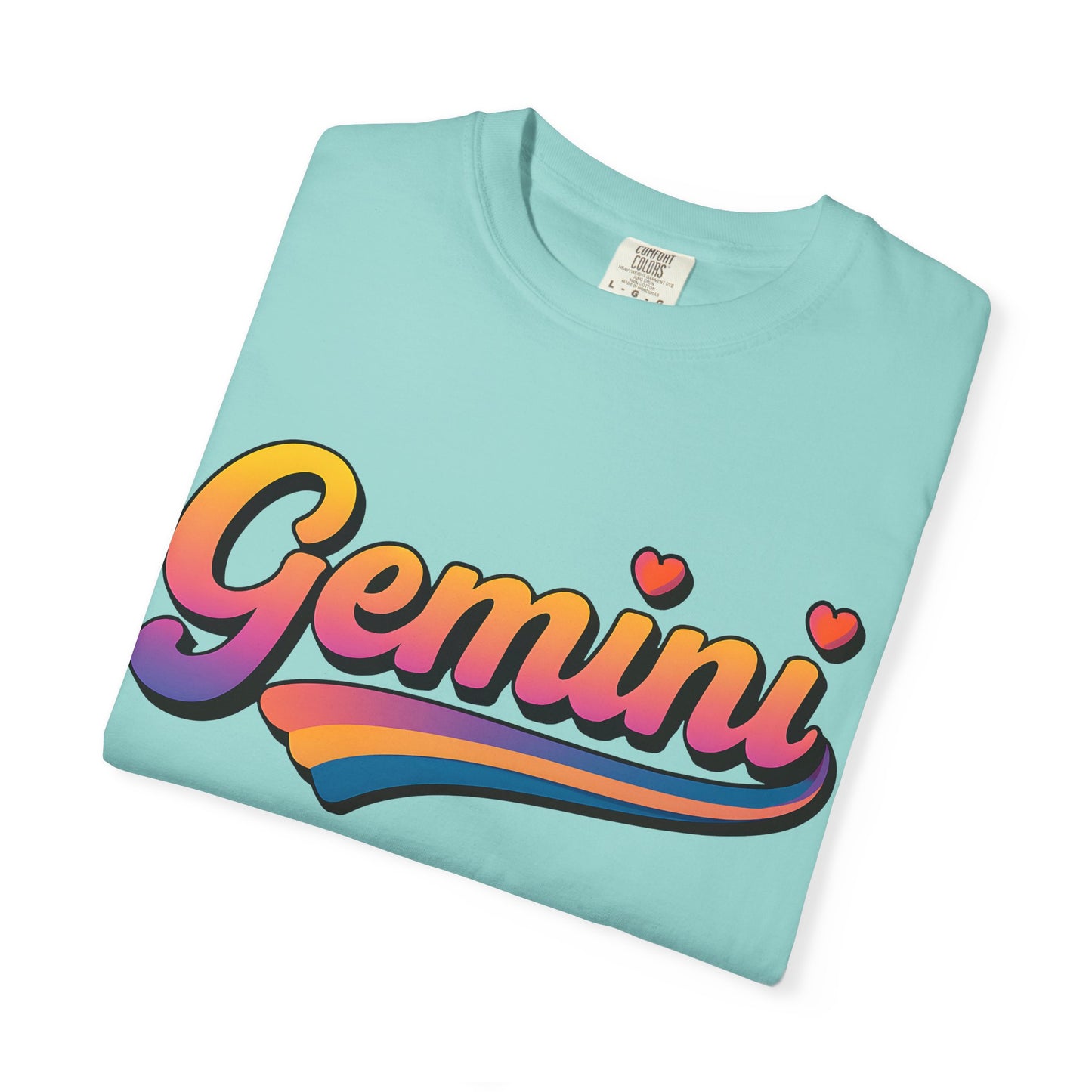 Gemini Retro Rainbow Heart Astrology Tee