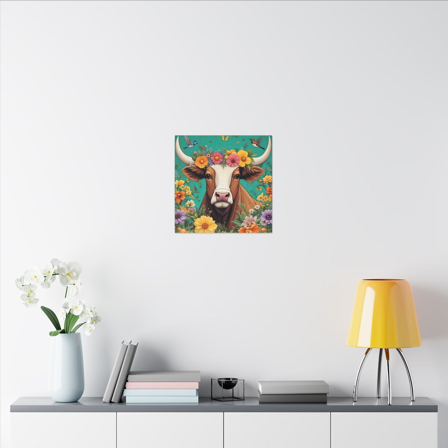 Bull in Bloom – Colorful Floral Taurus Wall Art