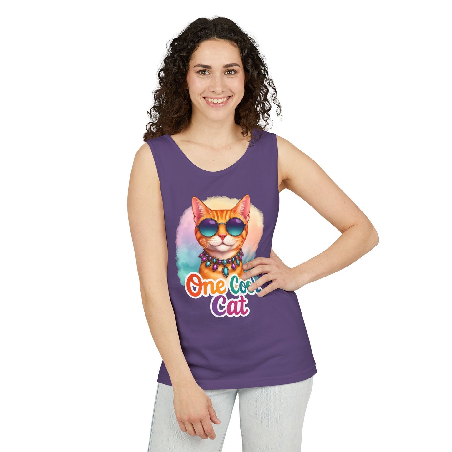 One Cool Cat – Colorful Retro Sassy Cat Tank (Unisex)