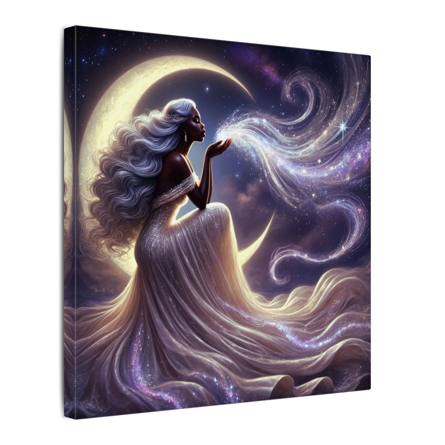 Stardust Wishes – Enchanted Moon Goddess Wall Art (Art Nouveau Inspired)