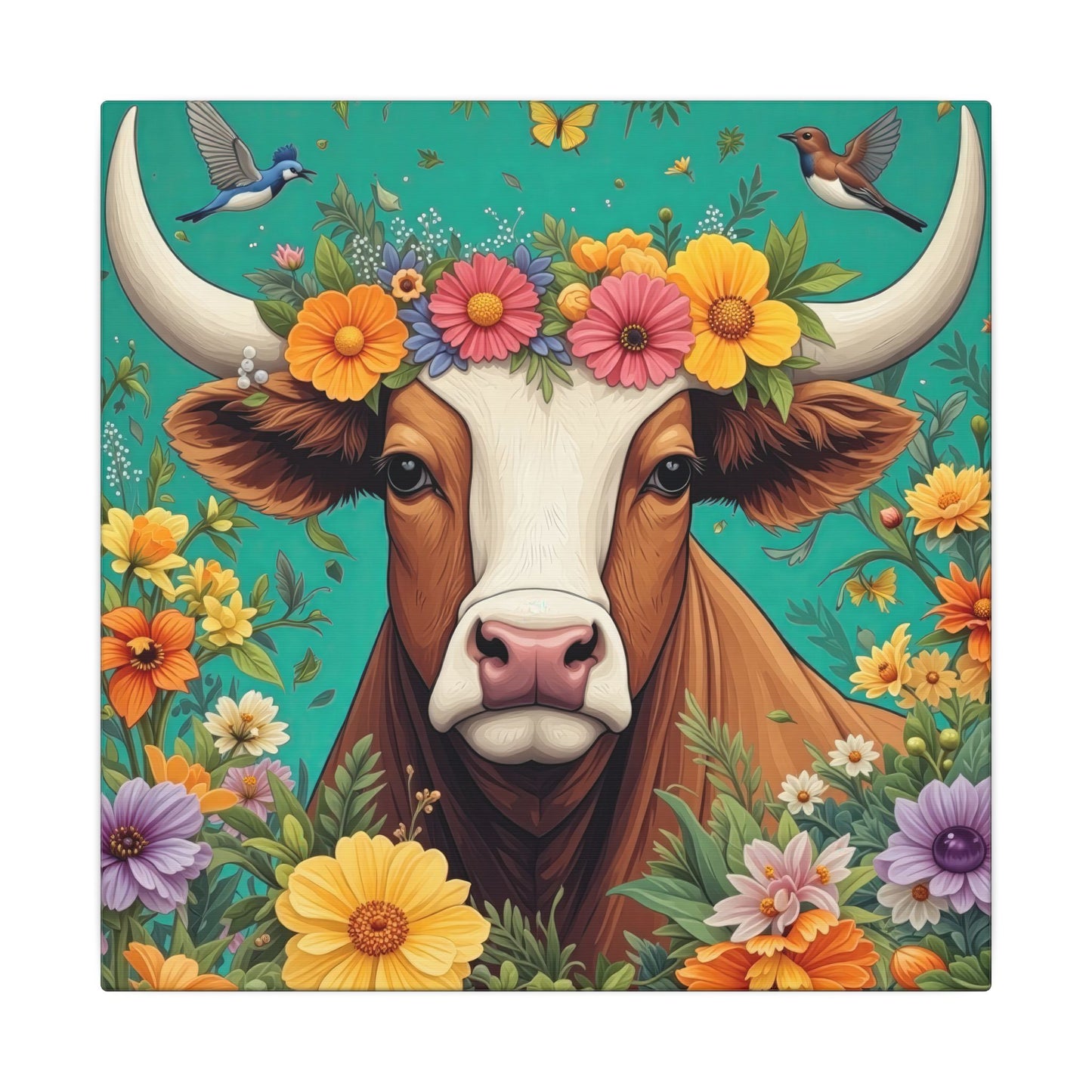 Bull in Bloom – Colorful Floral Taurus Wall Art