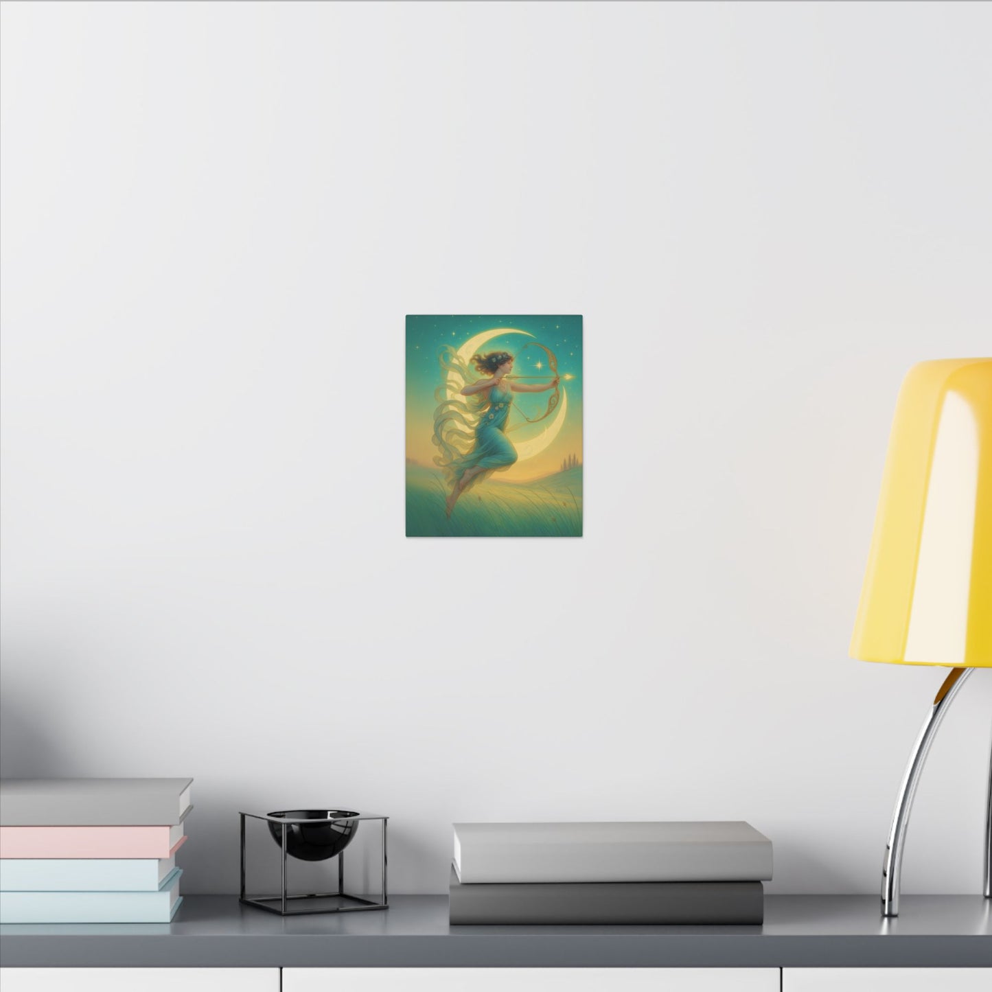 Artemis of the Stars – Celestial Moon Goddess Art Nouveau Canvas Wall Art