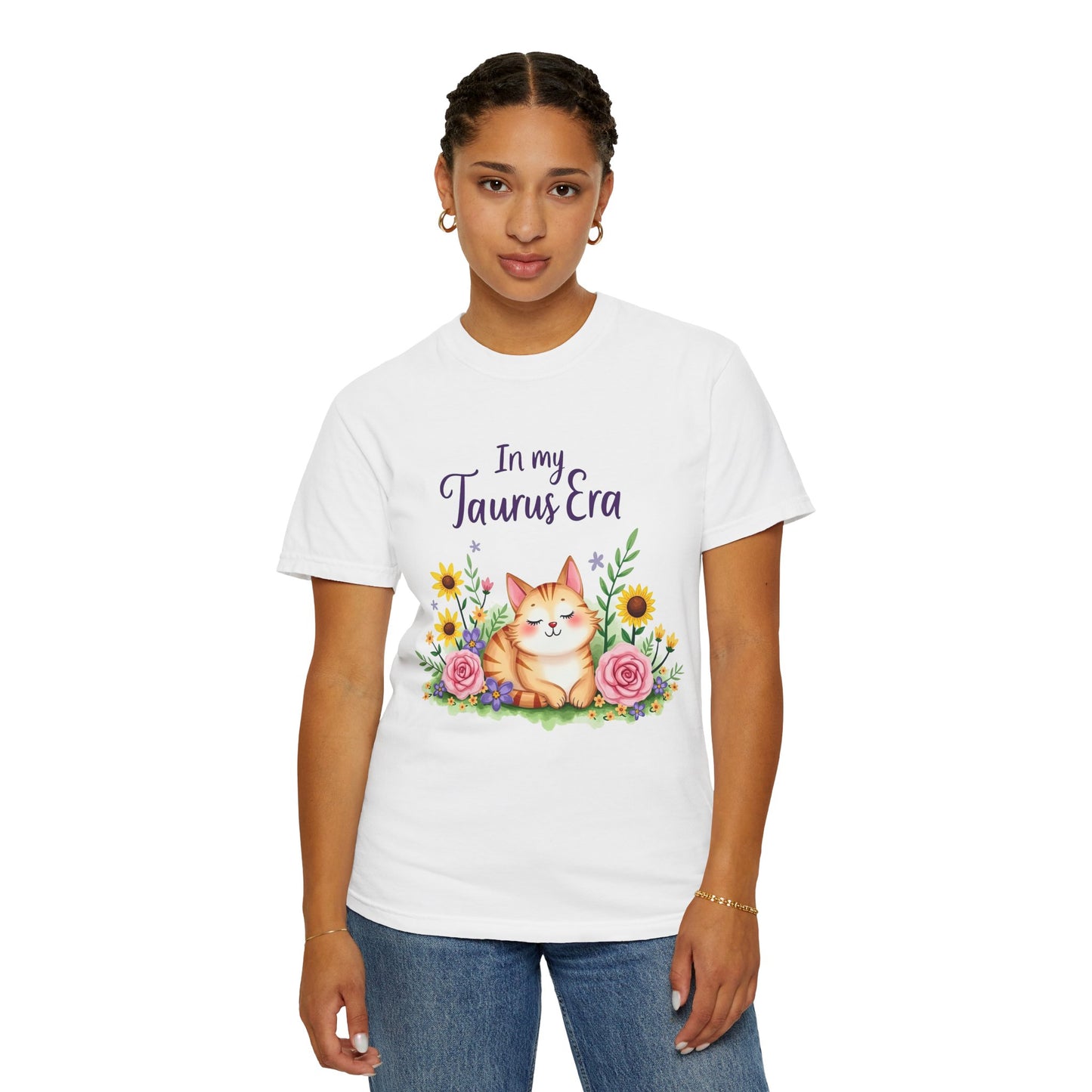 In My Taurus Era Tee – Colorful Zodiac Cat Shirt