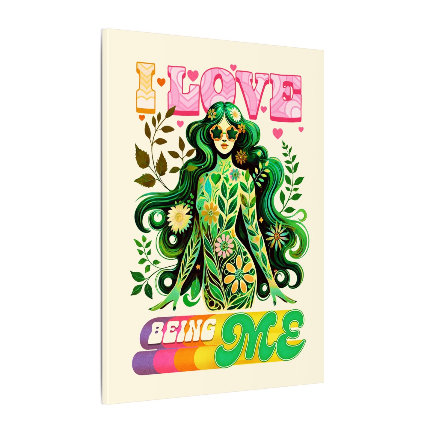Mystical Retro Goddess Canvas Wall Art – Psychedelic Self-Love Botanical Design