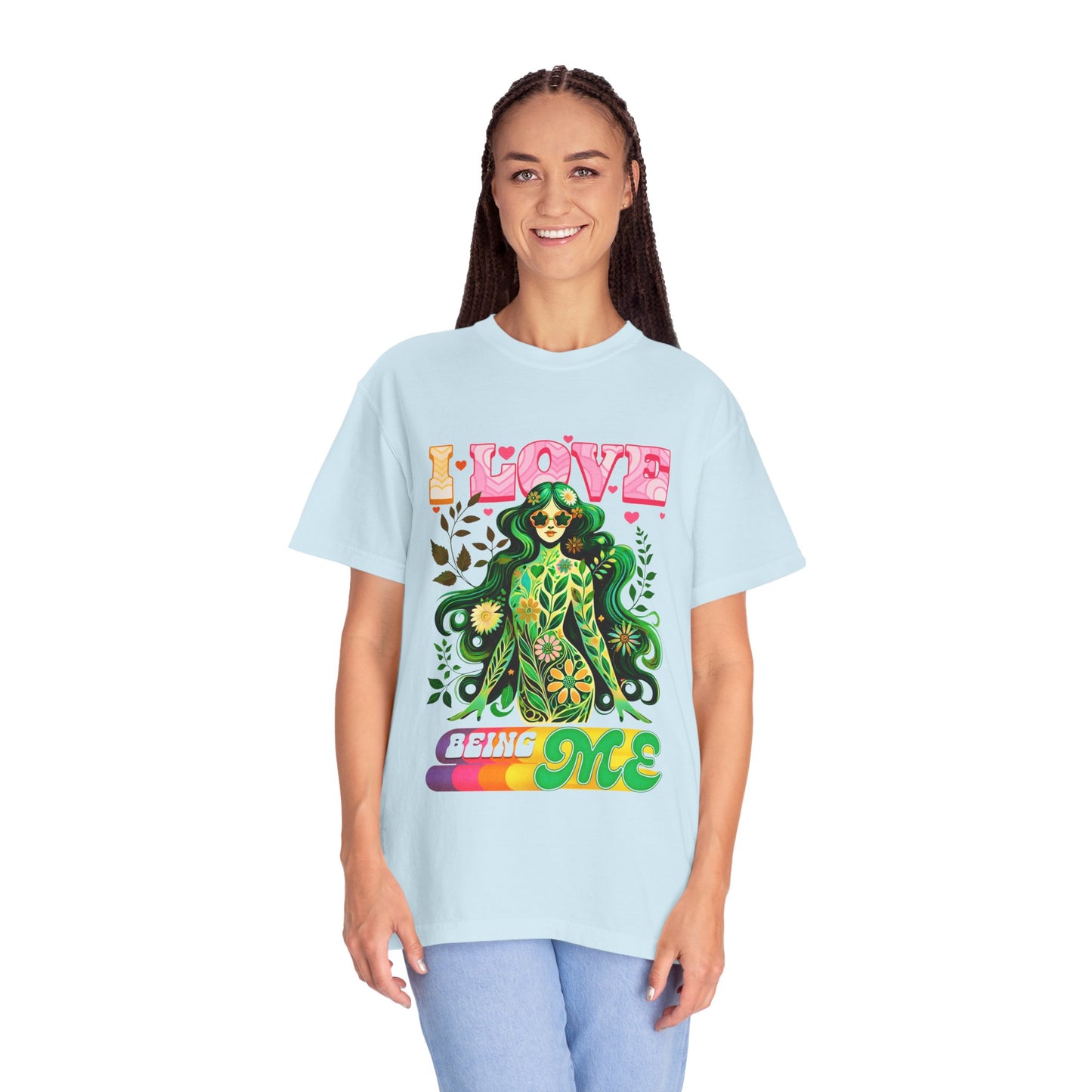 I Love Being Me Tee – Self-Love Groovy Nature Shirt