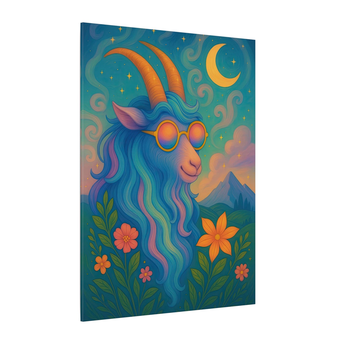 Capricorn Dreams – Radiant Retro Goat Wall Art